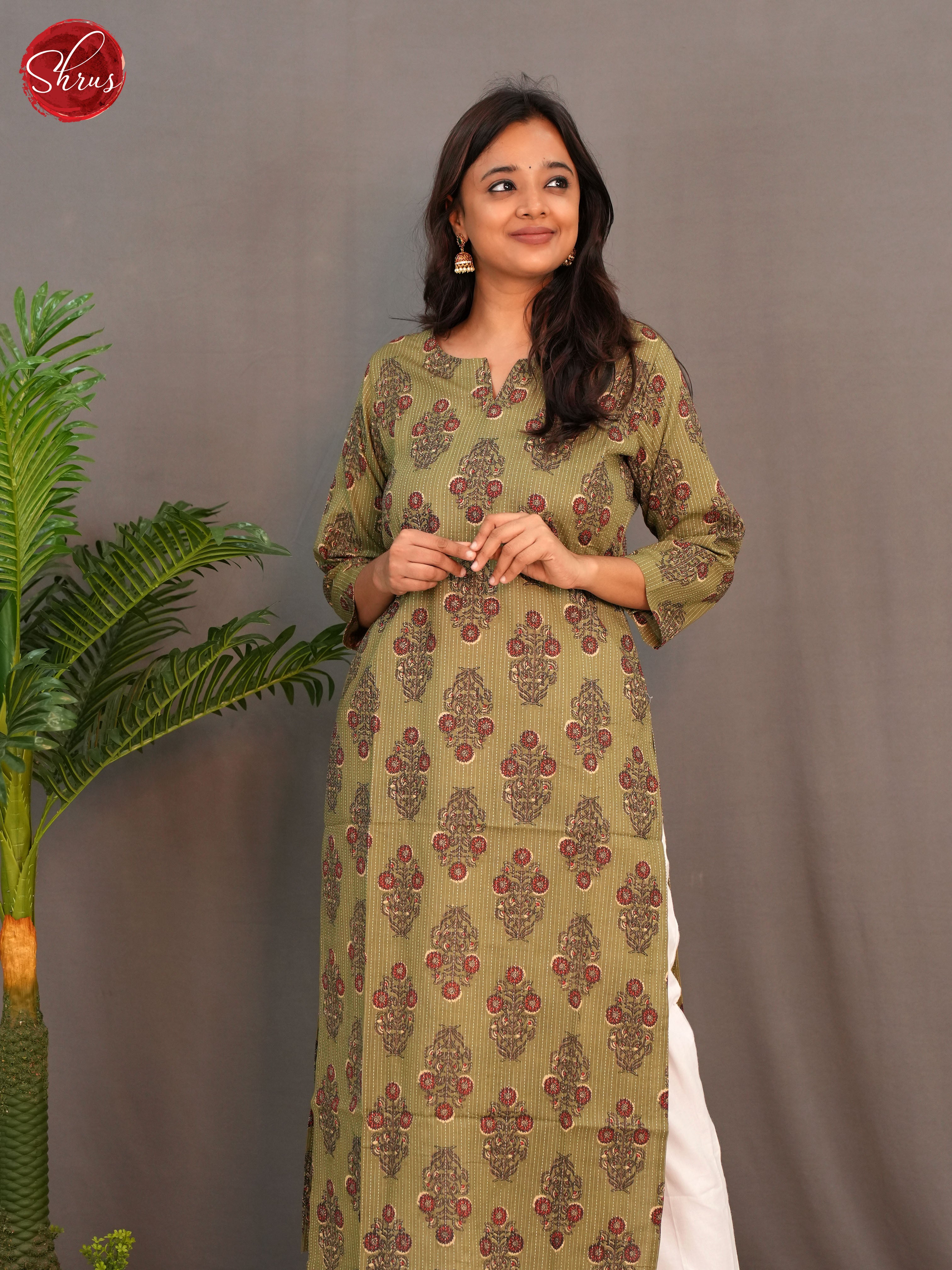 Green  - block printed  Readymade Kurti - Shop on ShrusEternity.com