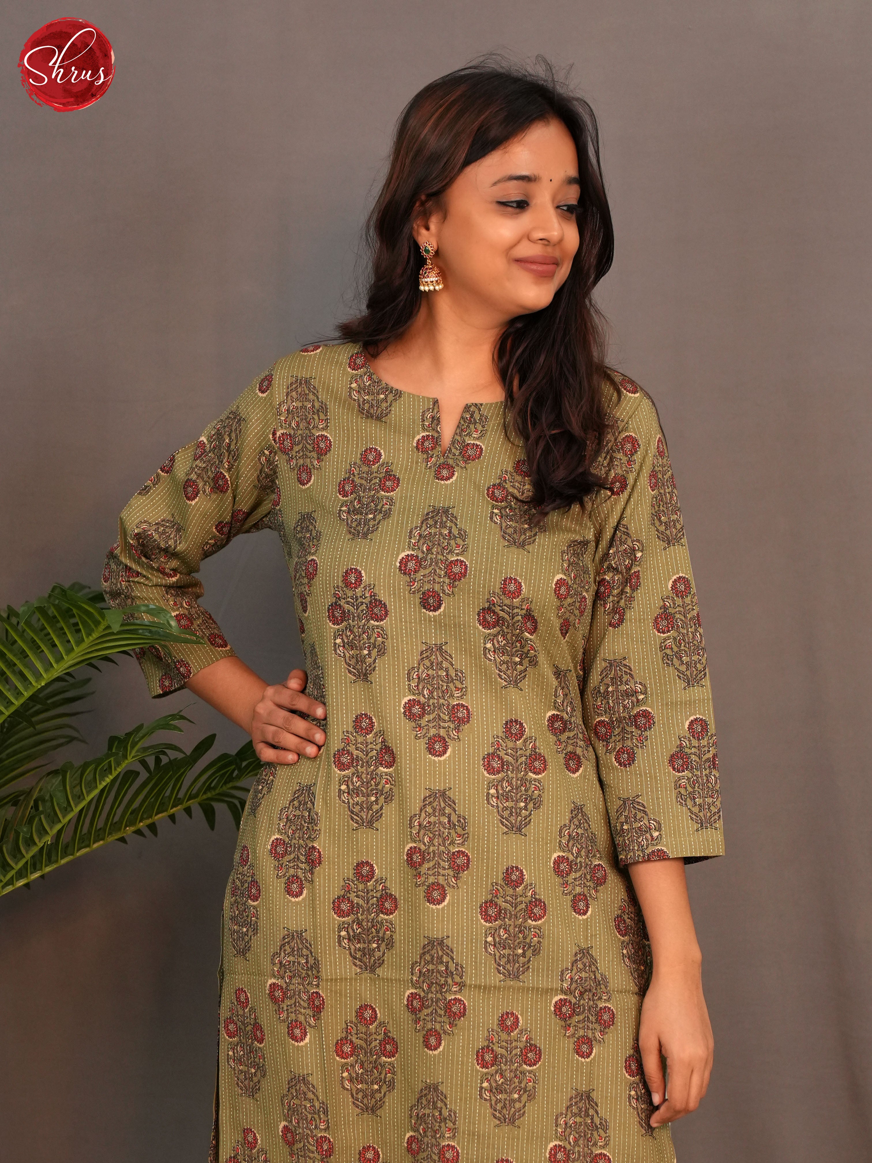 Green  - block printed  Readymade Kurti - Shop on ShrusEternity.com