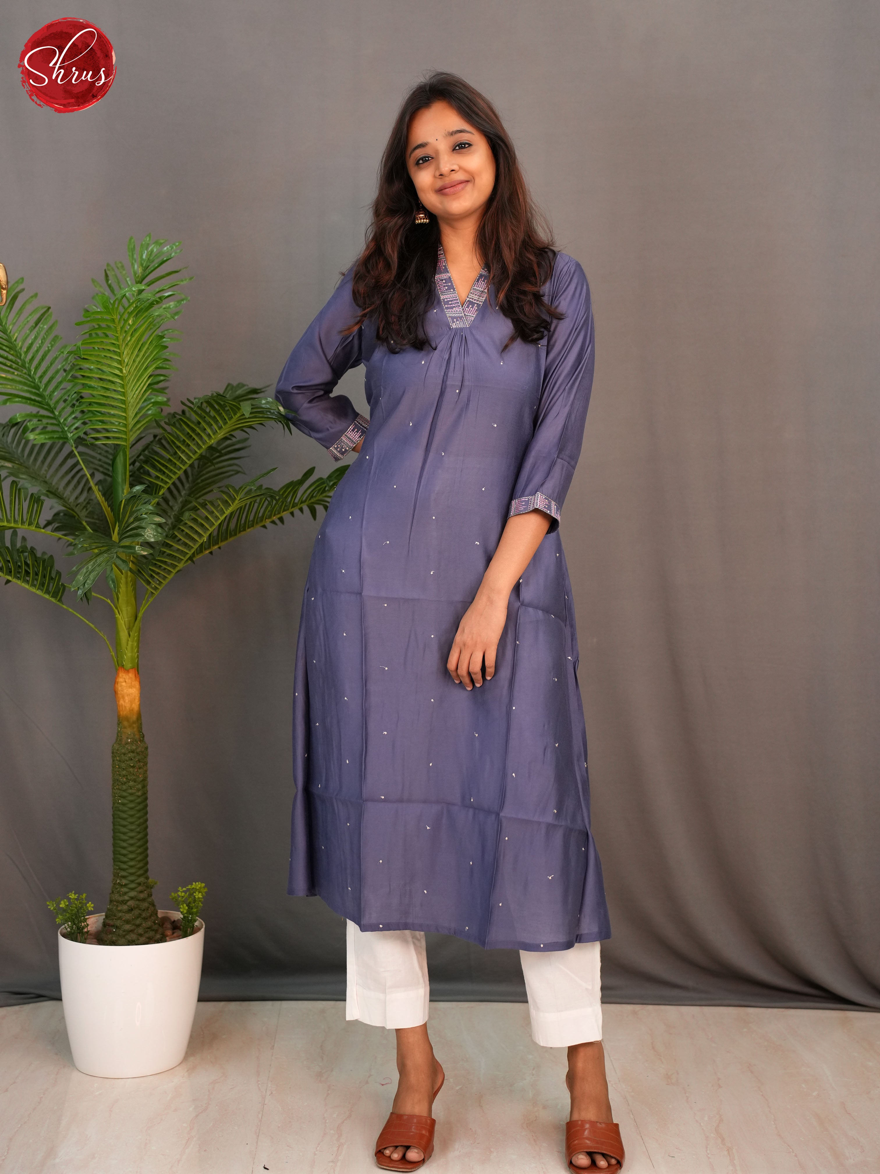 Grey - Readymade Kurti - Shop on ShrusEternity.com