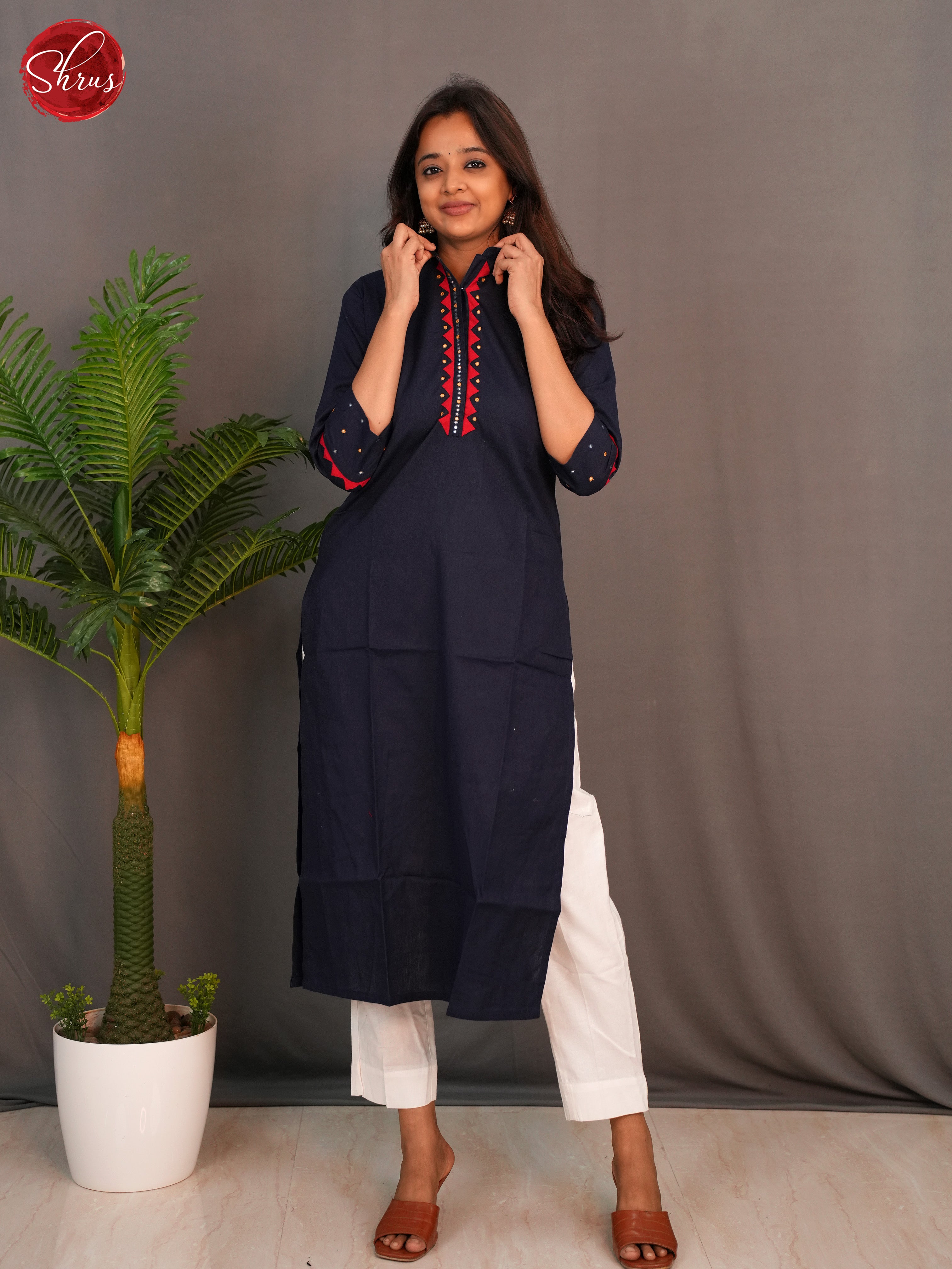 Blue - Readymade  Kurti - Shop on ShrusEternity.com