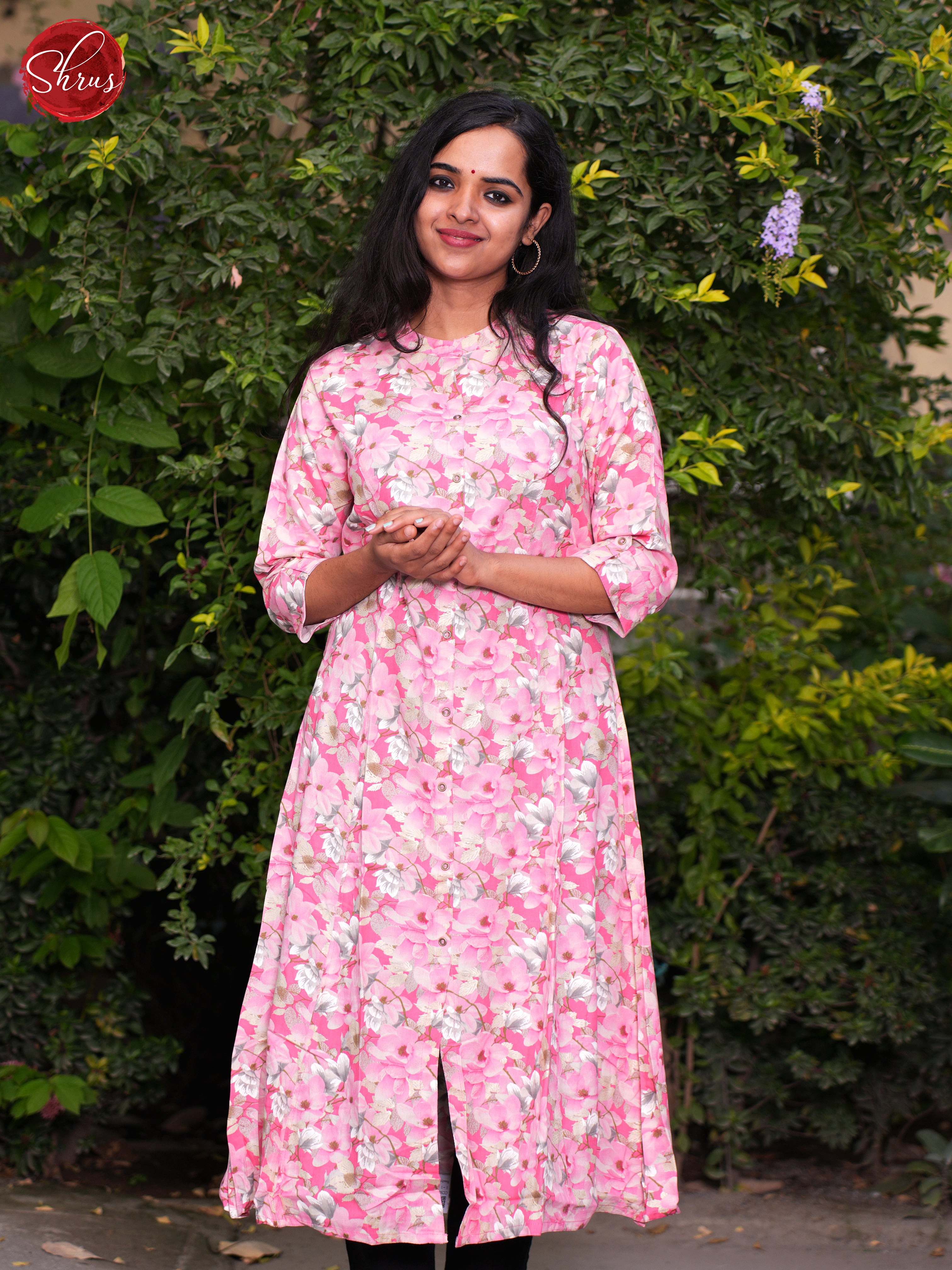 Pink ‐Casual printed kurti - Shop on ShrusEternity.com