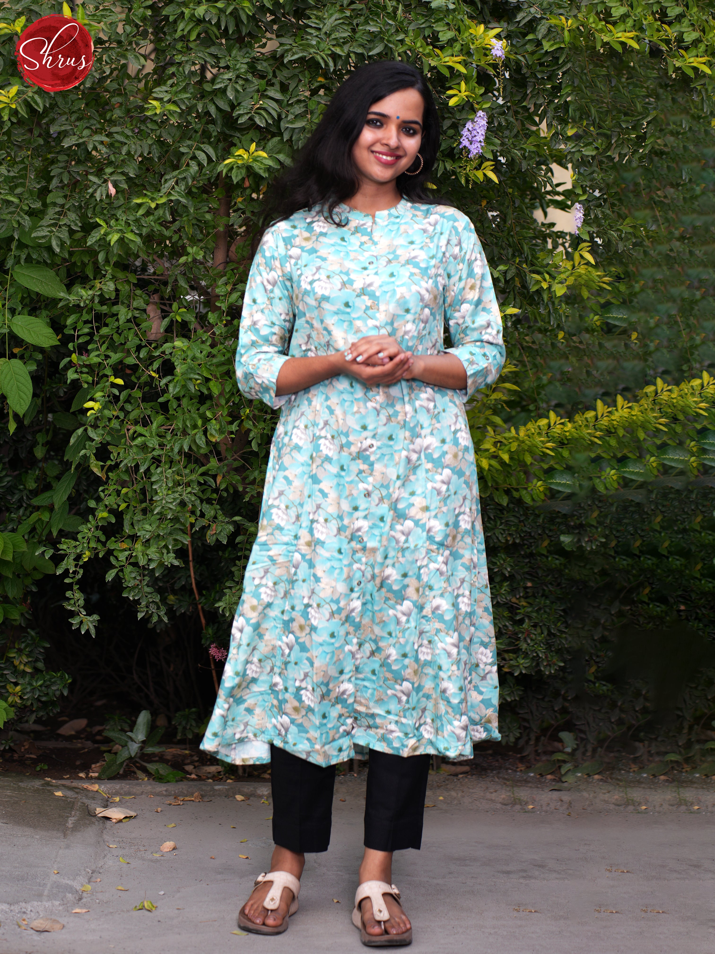 Blue -Casual printed Kurti - Shop on ShrusEternity.com