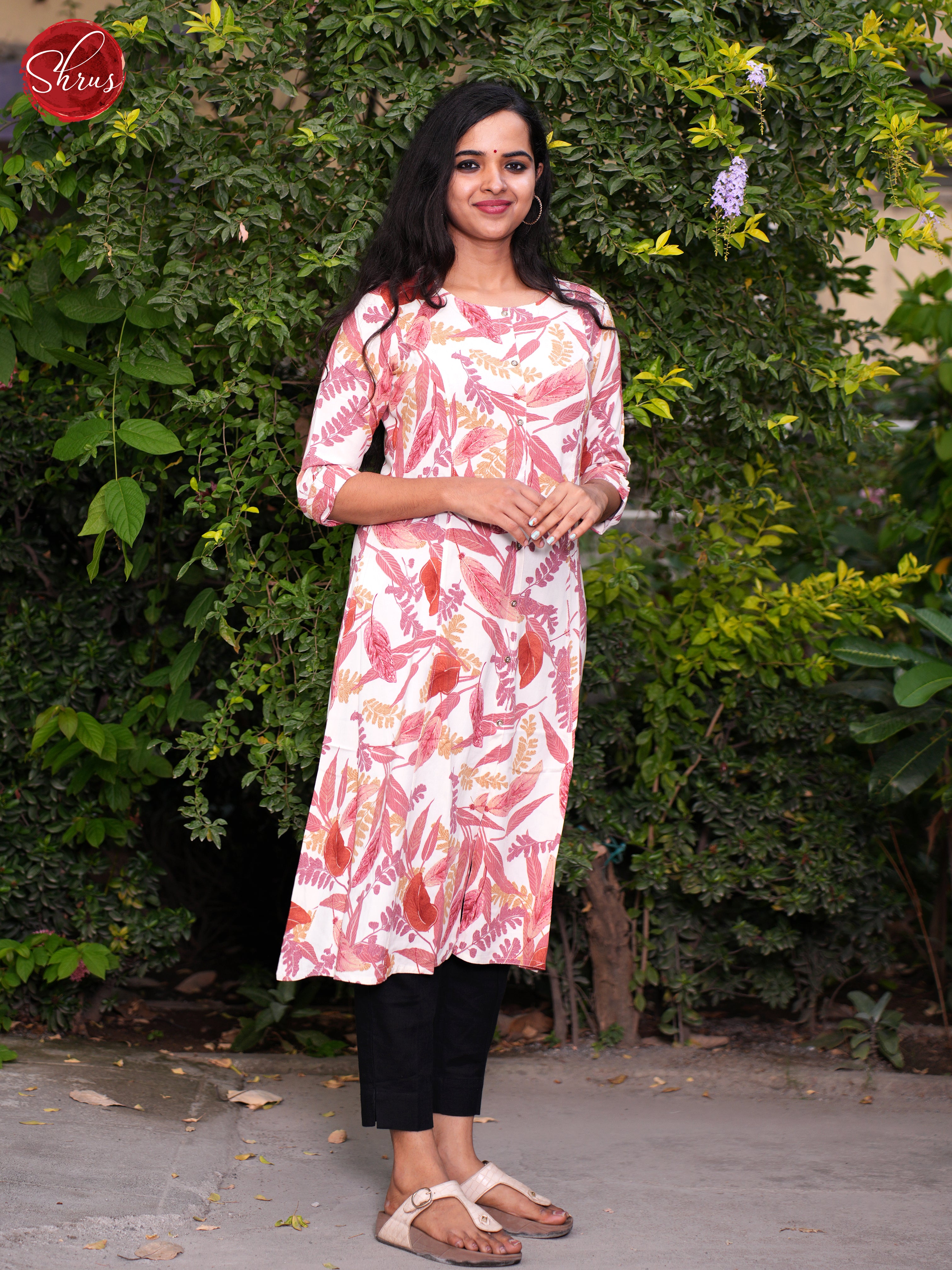 Cream & Pink- Readymade Kurti - Shop on ShrusEternity.com