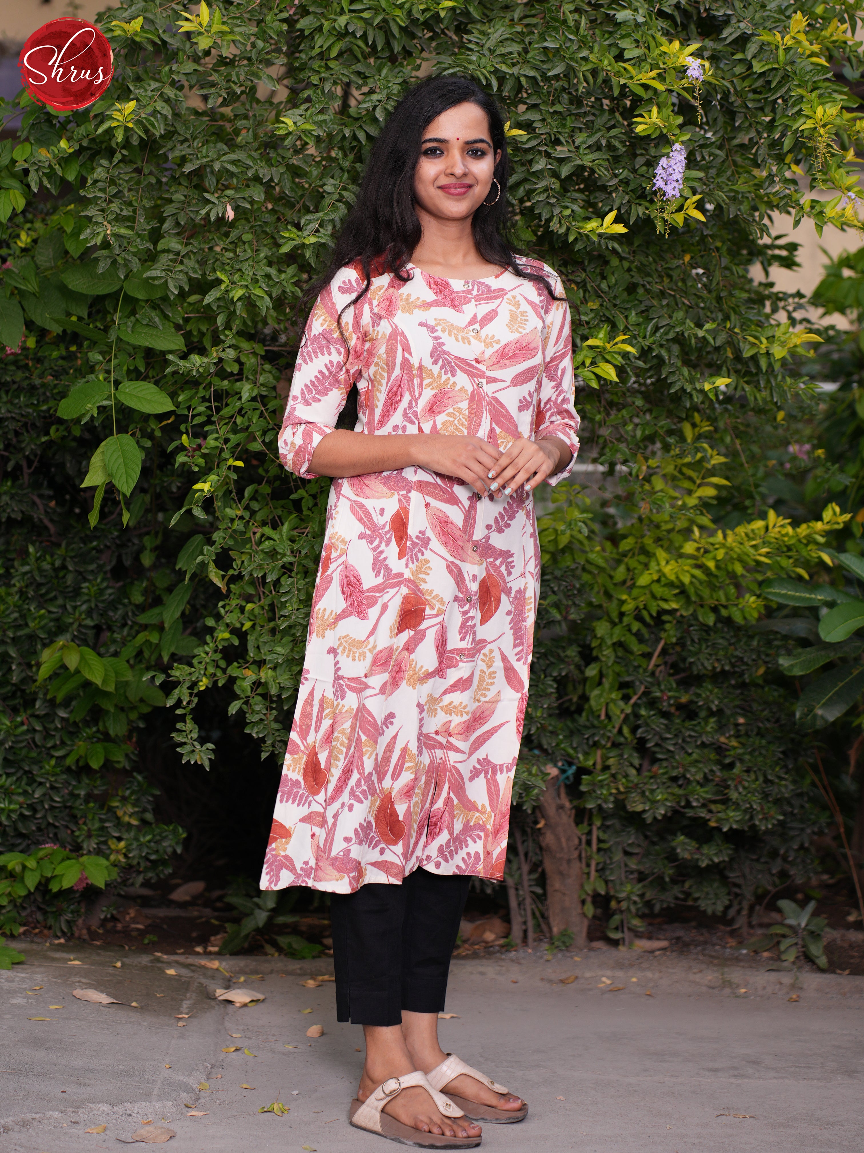 Cream & Pink- Readymade Kurti - Shop on ShrusEternity.com