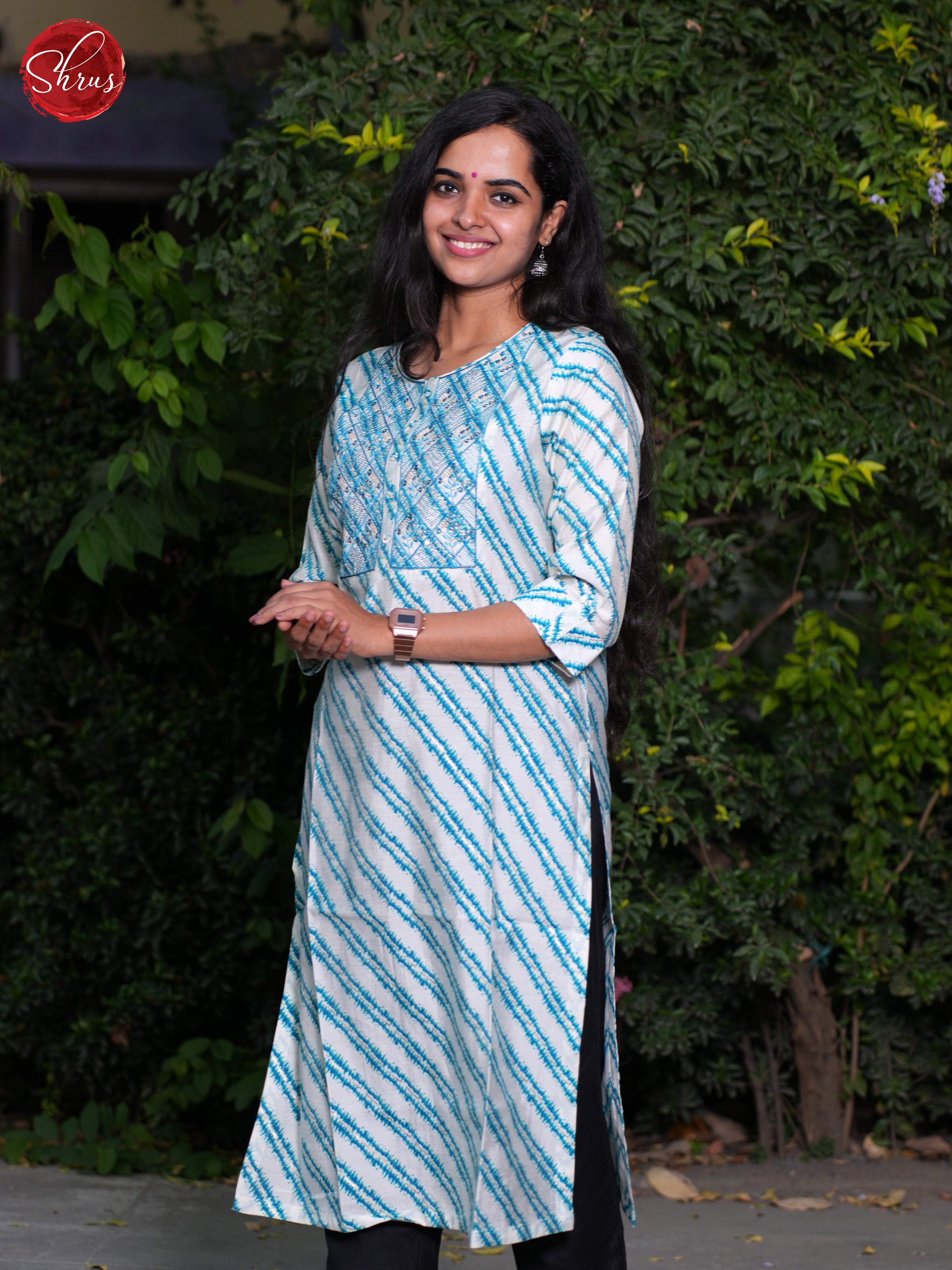 Cream & Blue - Casual Kurti - Shop on ShrusEternity.com