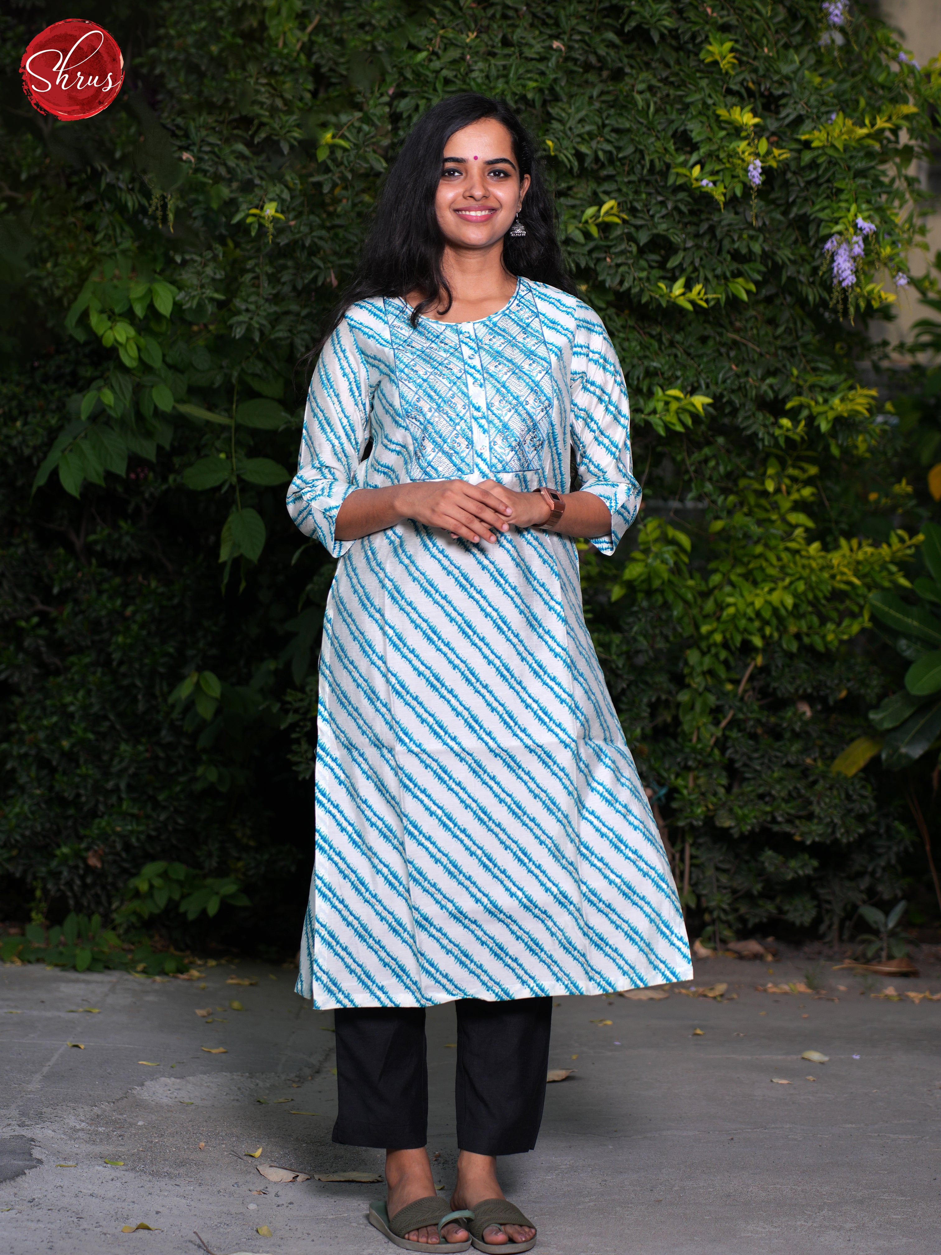 Cream & Blue - Casual Kurti - Shop on ShrusEternity.com