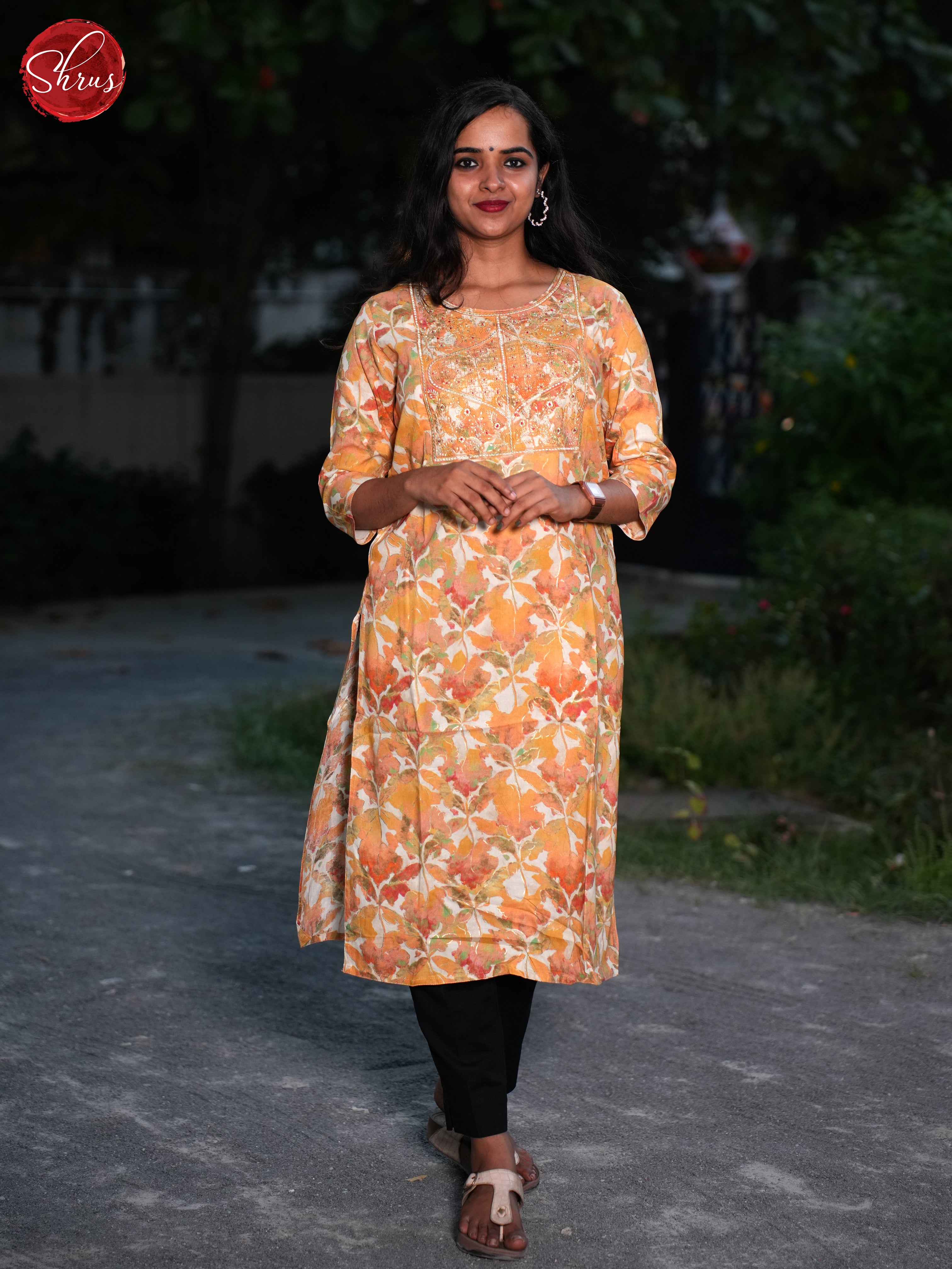 Orange - Readymade Kurti - Shop on ShrusEternity.com