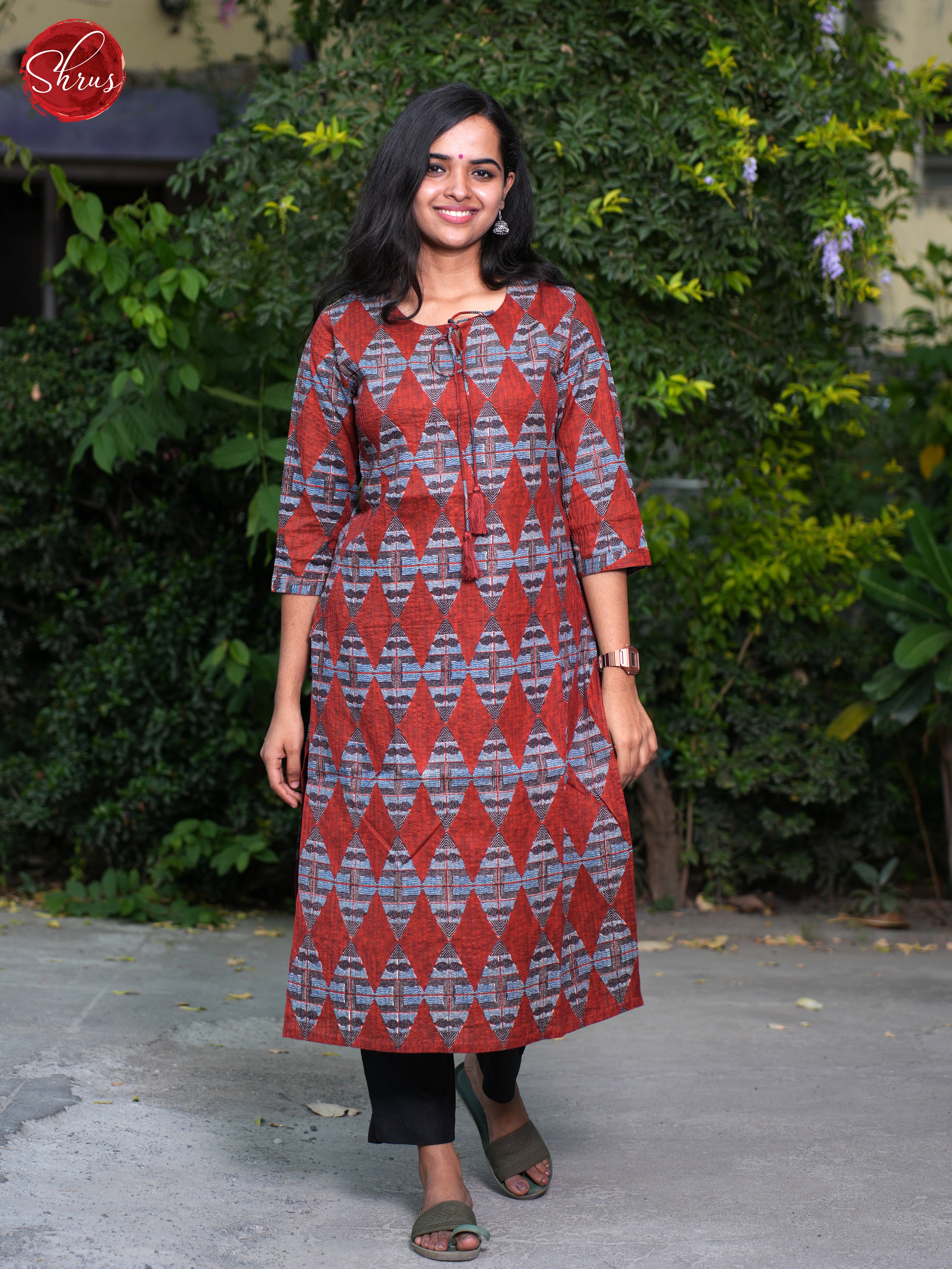 Maroon & blue - Casual Readymade Kurti - Shop on ShrusEternity.com