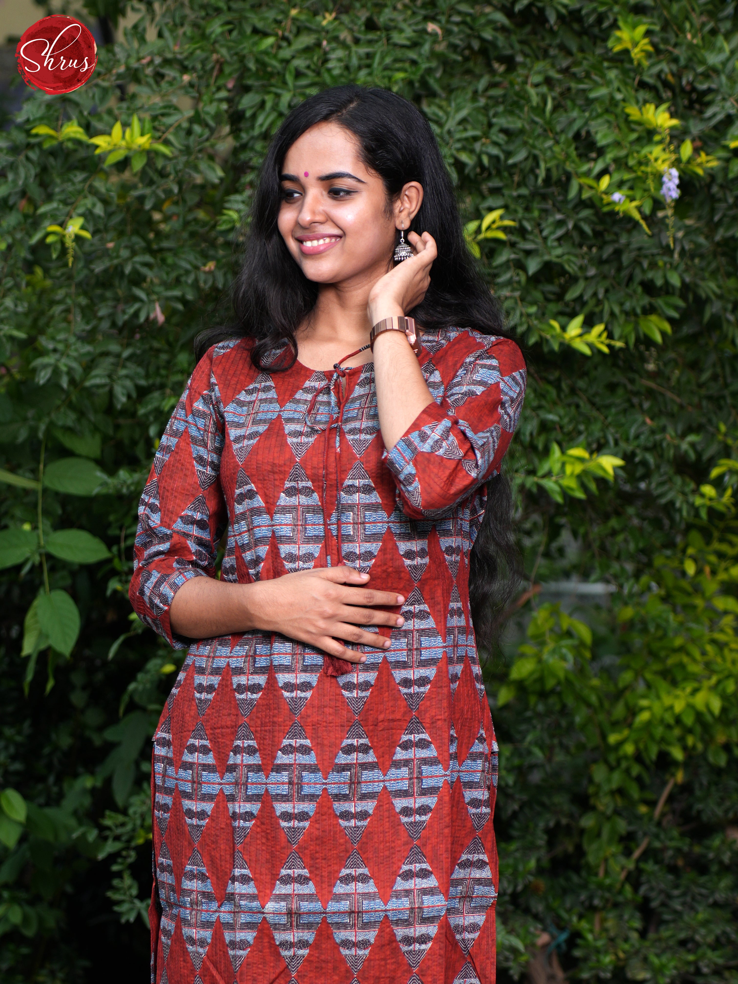 Maroon & blue - Casual Readymade Kurti - Shop on ShrusEternity.com