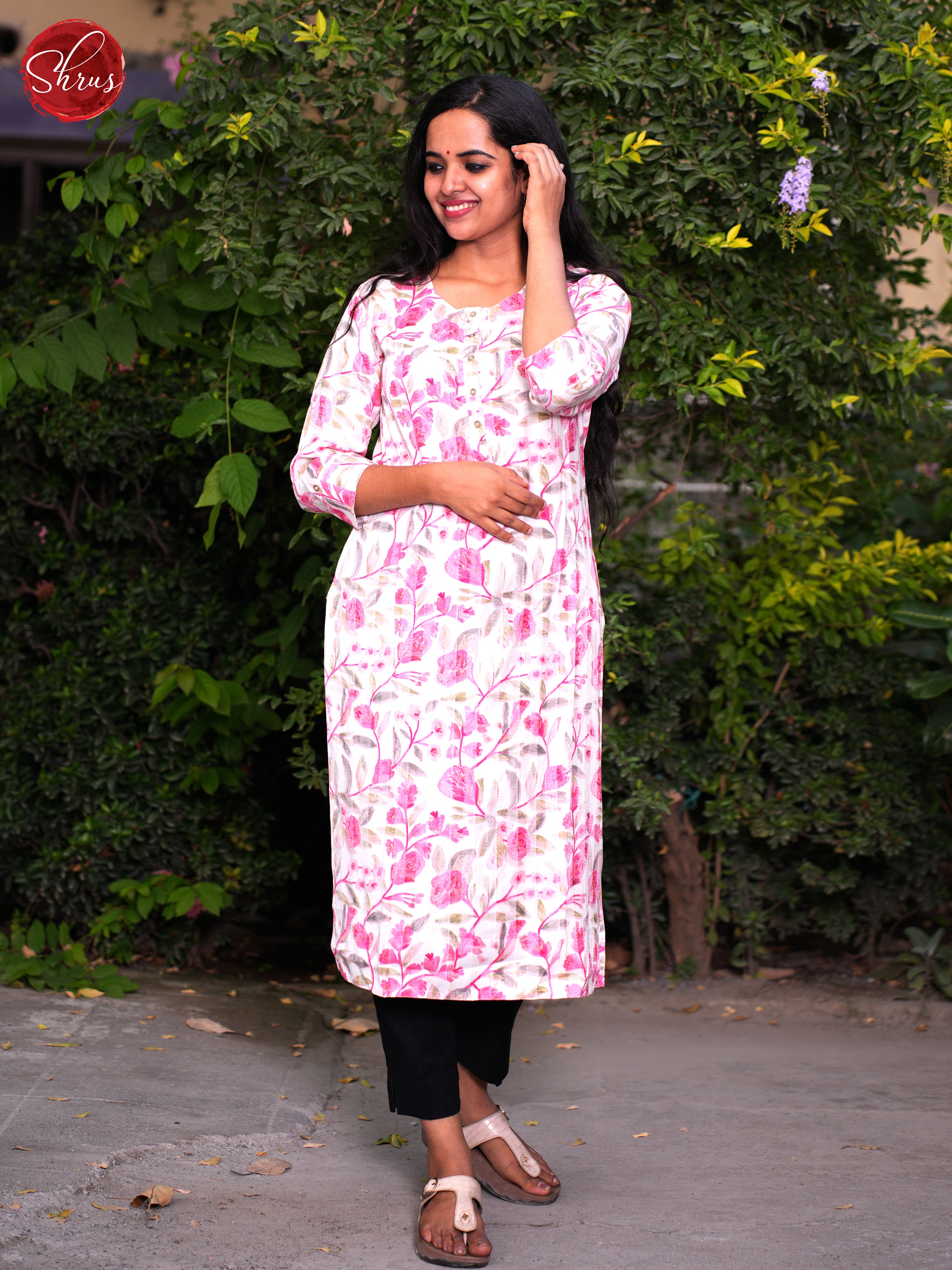 White & Pink- Readymade Kurti - Shop on ShrusEternity.com