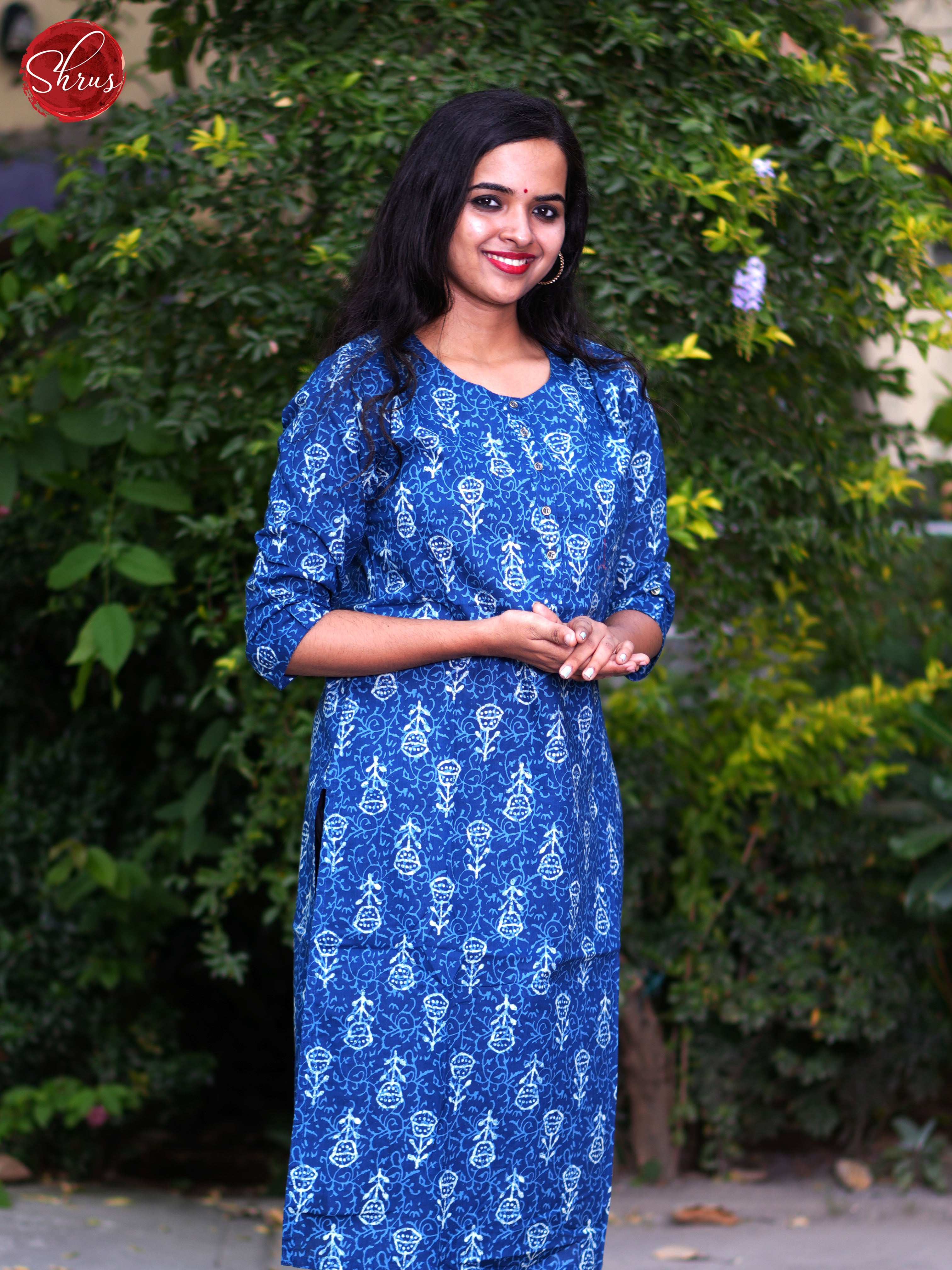 Blue -Casual Printed  Readymade Kurti - Shop on ShrusEternity.com