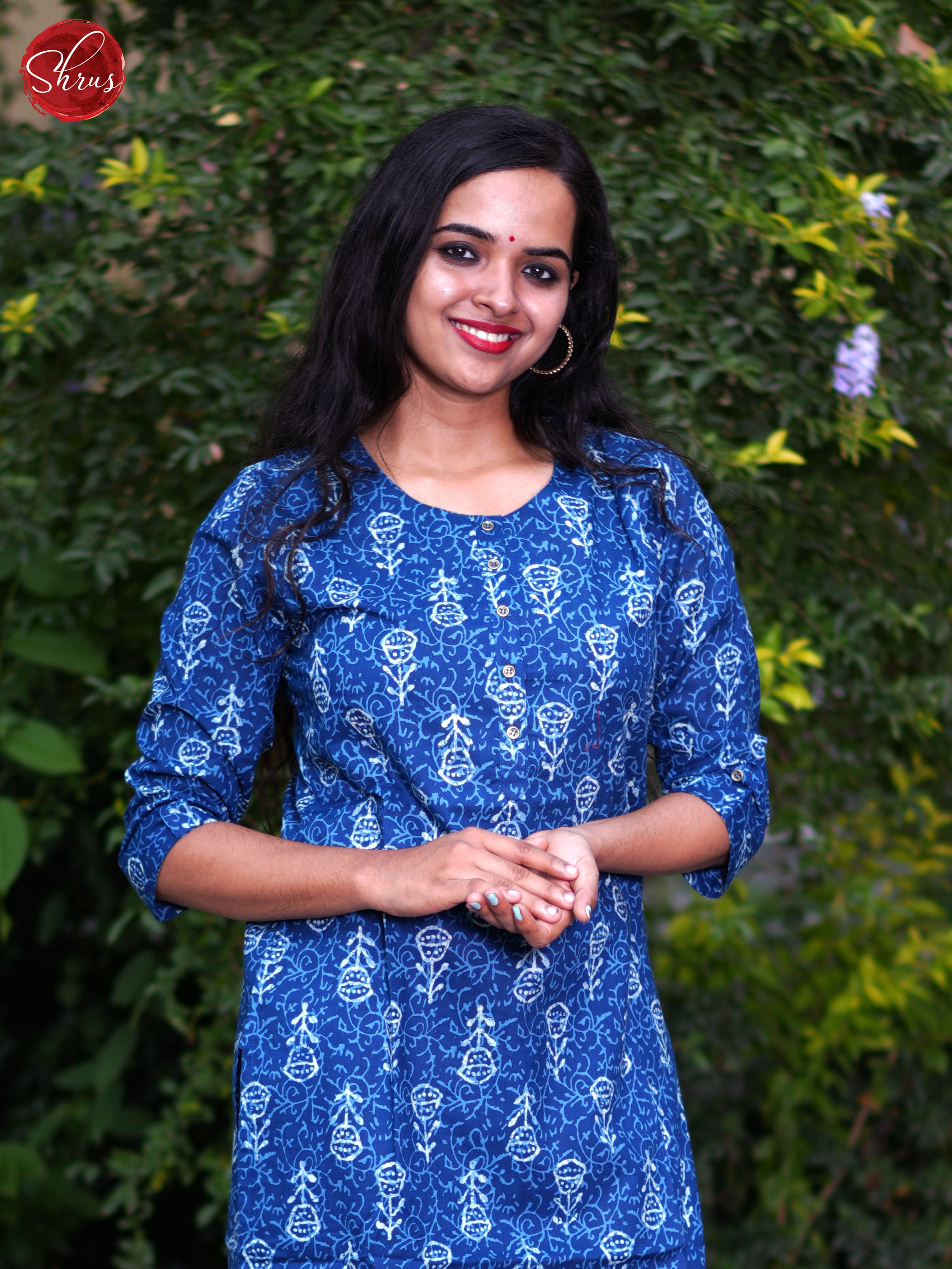 Blue -Casual Printed  Readymade Kurti - Shop on ShrusEternity.com