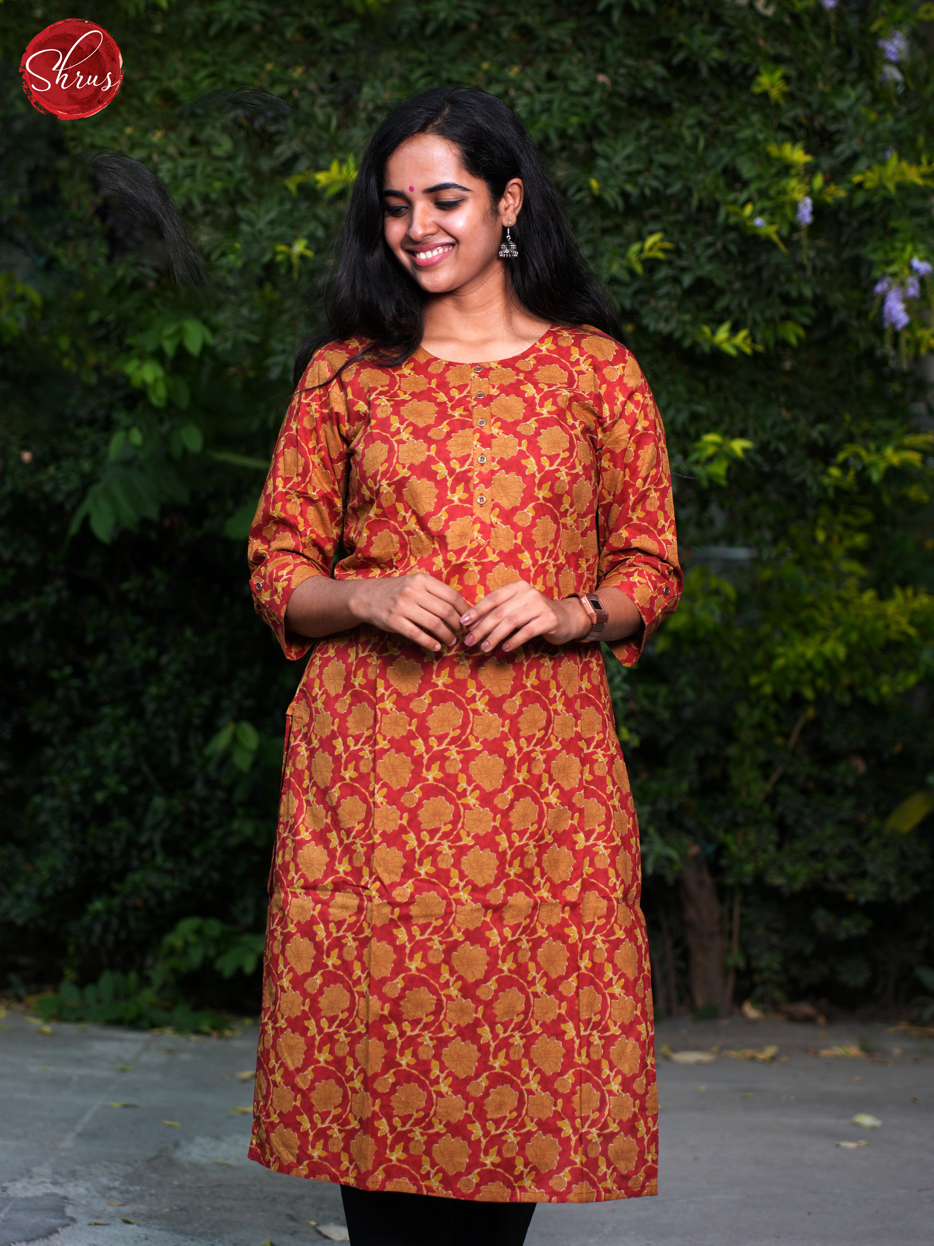 Red & Orange - Printed Readymade Kurti - Shop on ShrusEternity.com