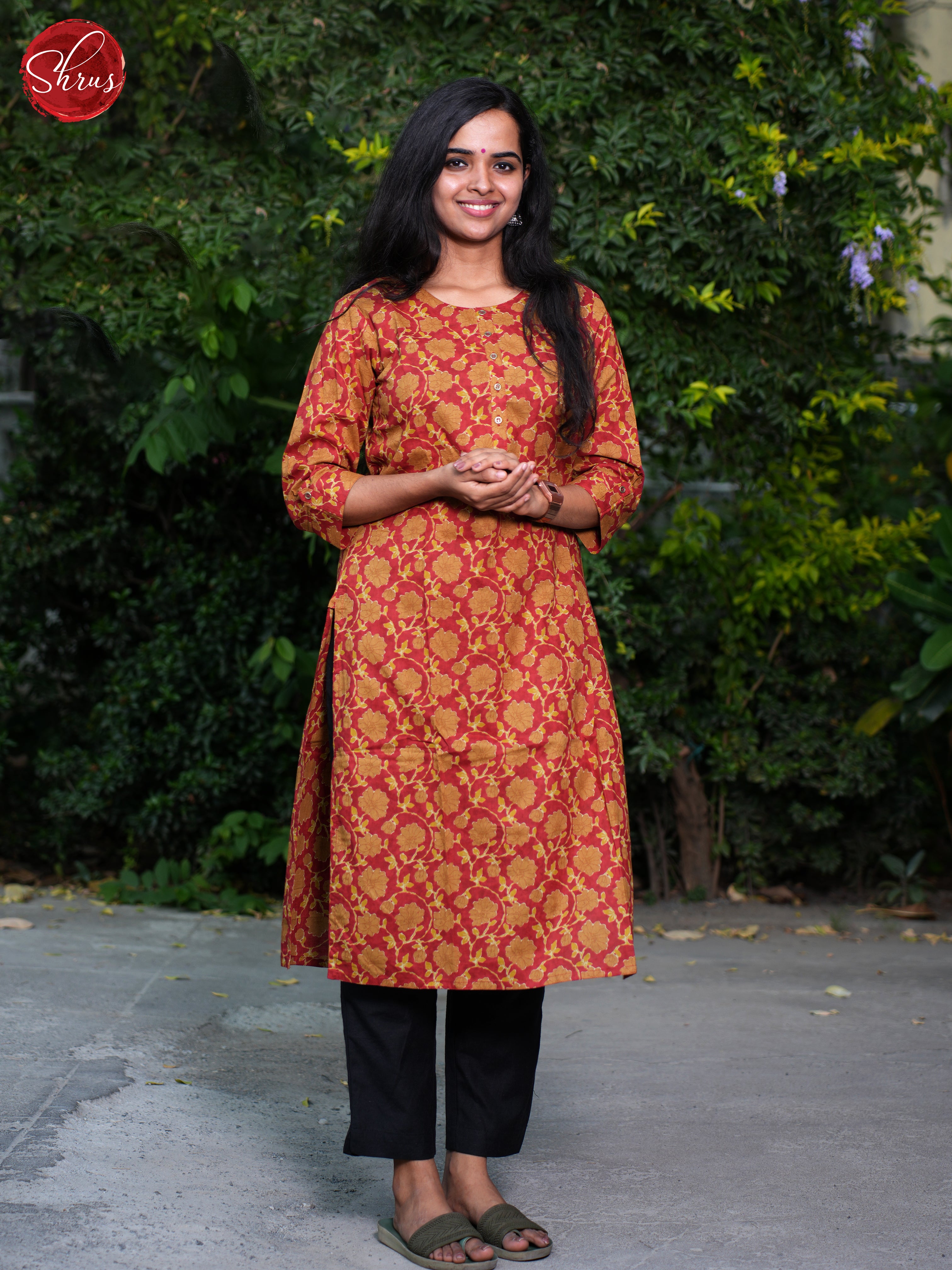 Red & Orange - Printed Readymade Kurti - Shop on ShrusEternity.com