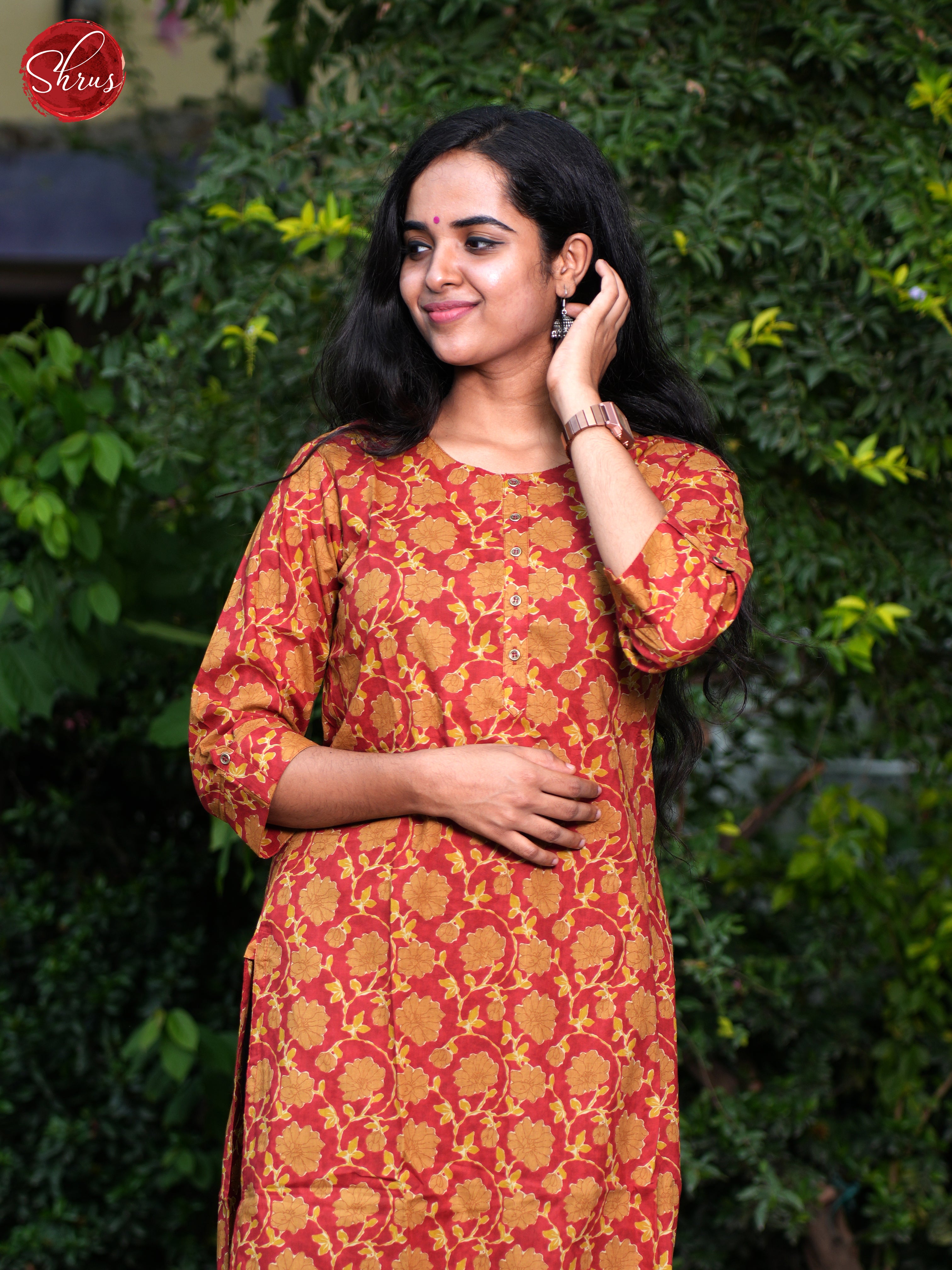 Red & Orange - Printed Readymade Kurti - Shop on ShrusEternity.com