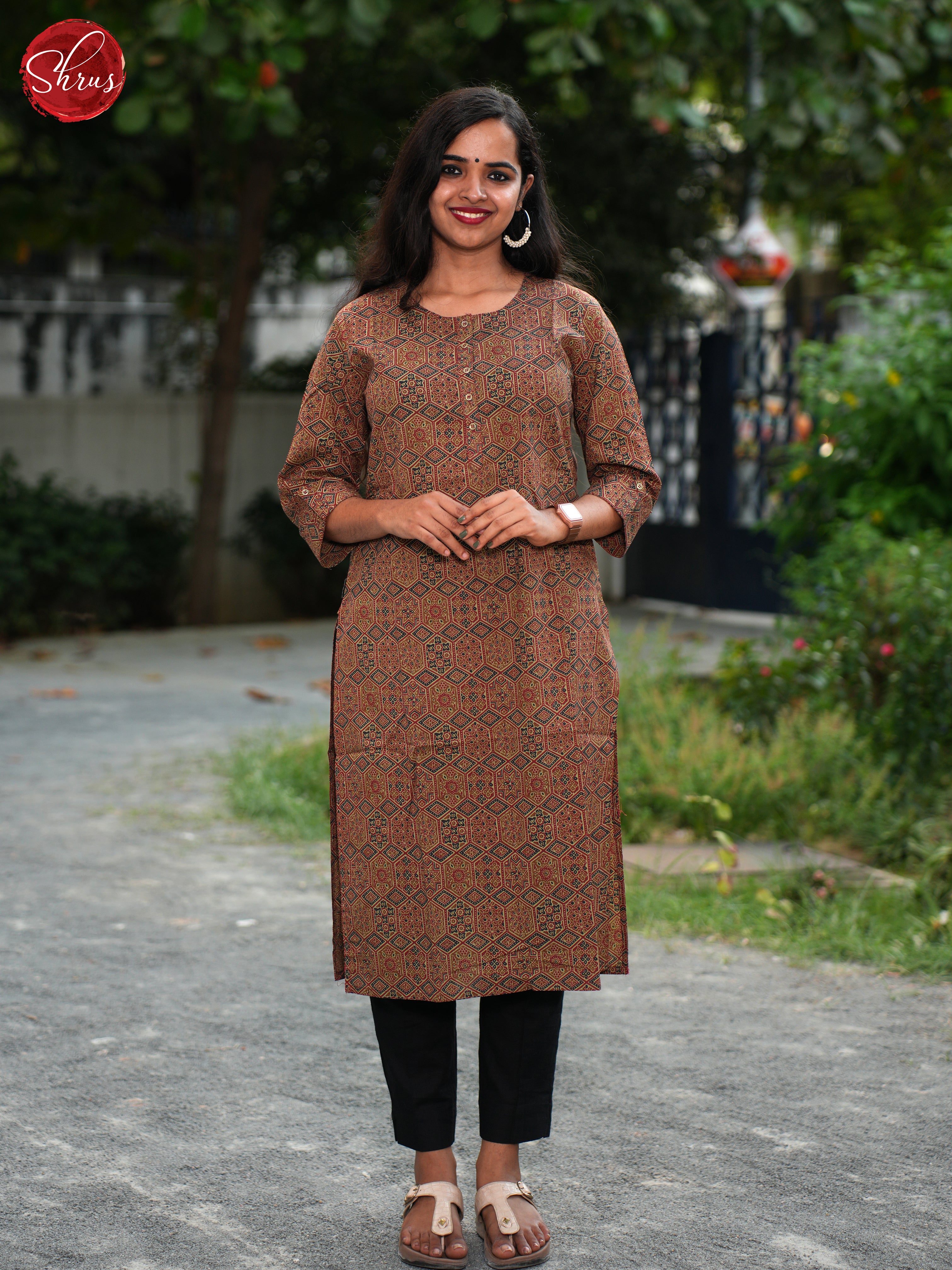 Brown - Casual Readymade Kurti - Shop on ShrusEternity.com