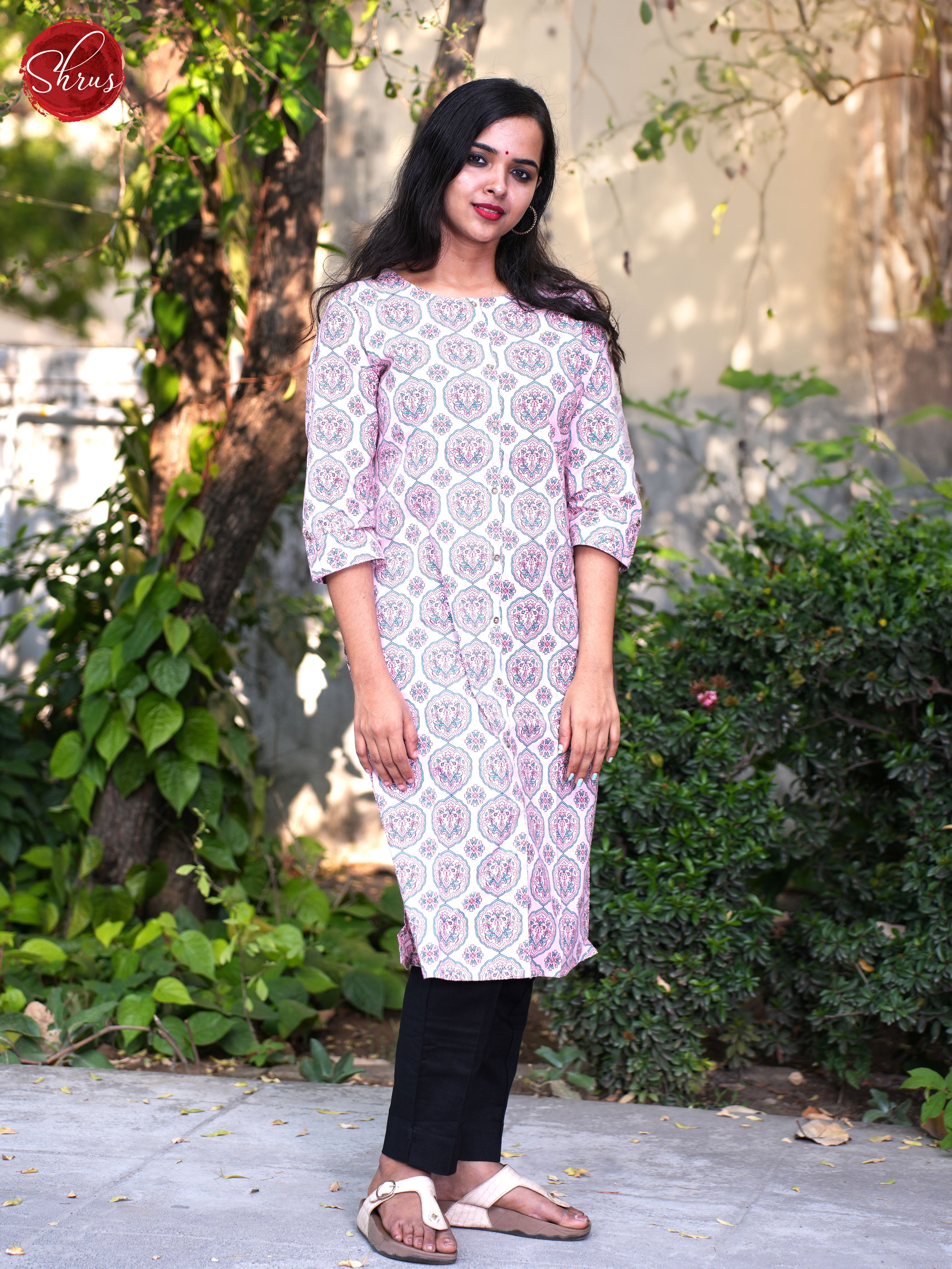 PInk  - Printed  Readymade Kurti - Shop on ShrusEternity.com