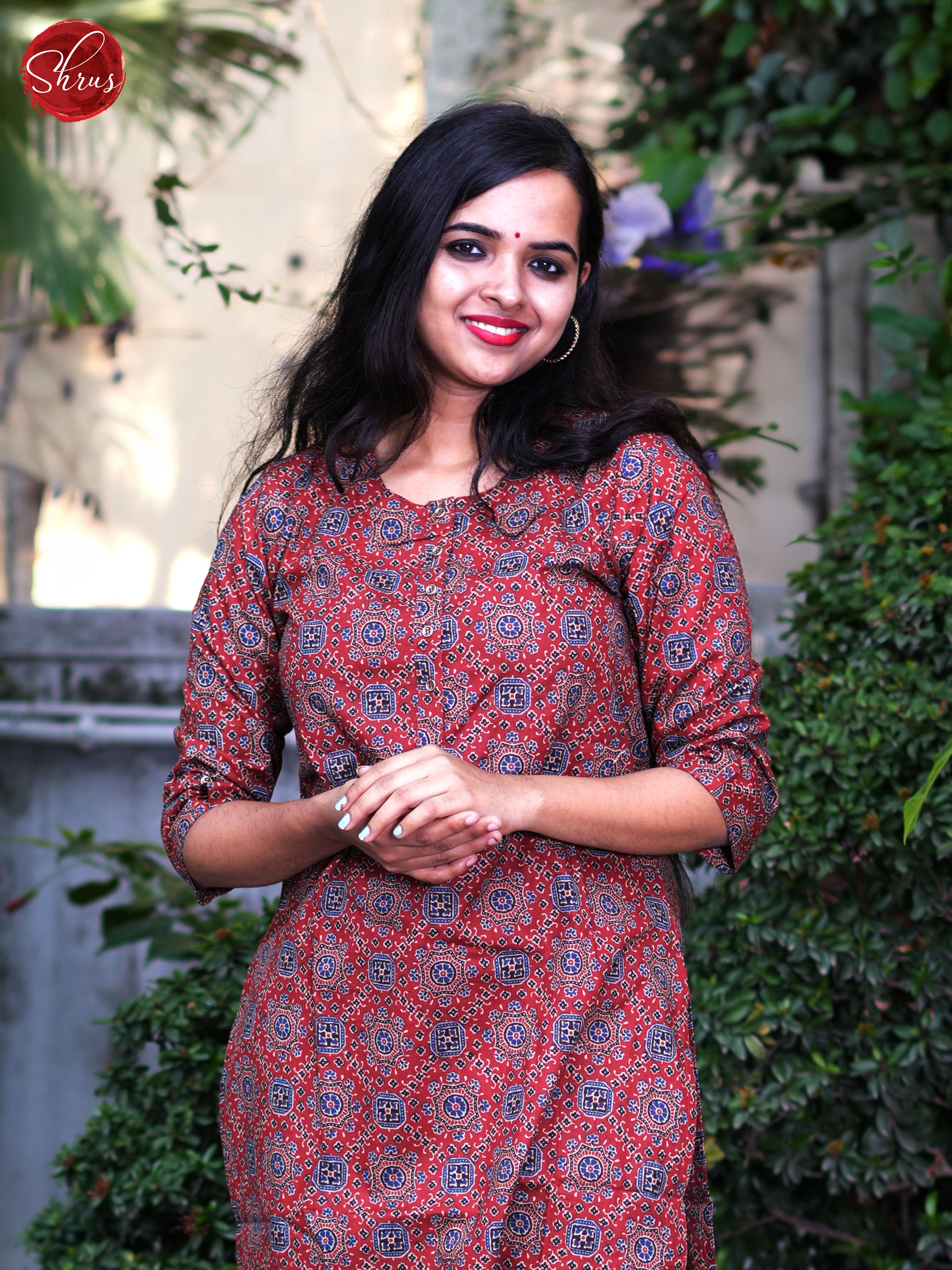 Maroon  - Block Printed  Readymade Kurti - Shop on ShrusEternity.com