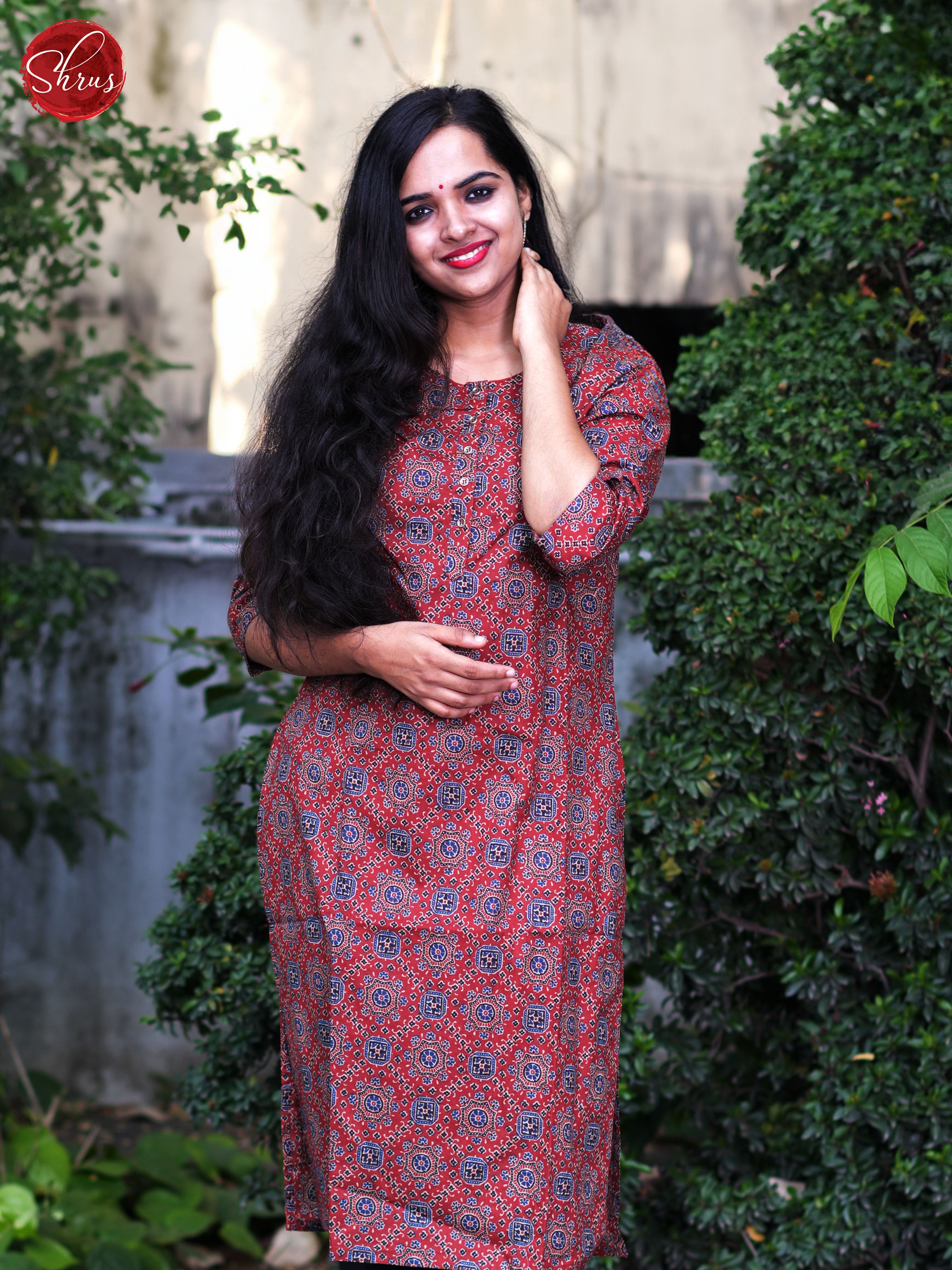 Maroon  - Block Printed  Readymade Kurti - Shop on ShrusEternity.com