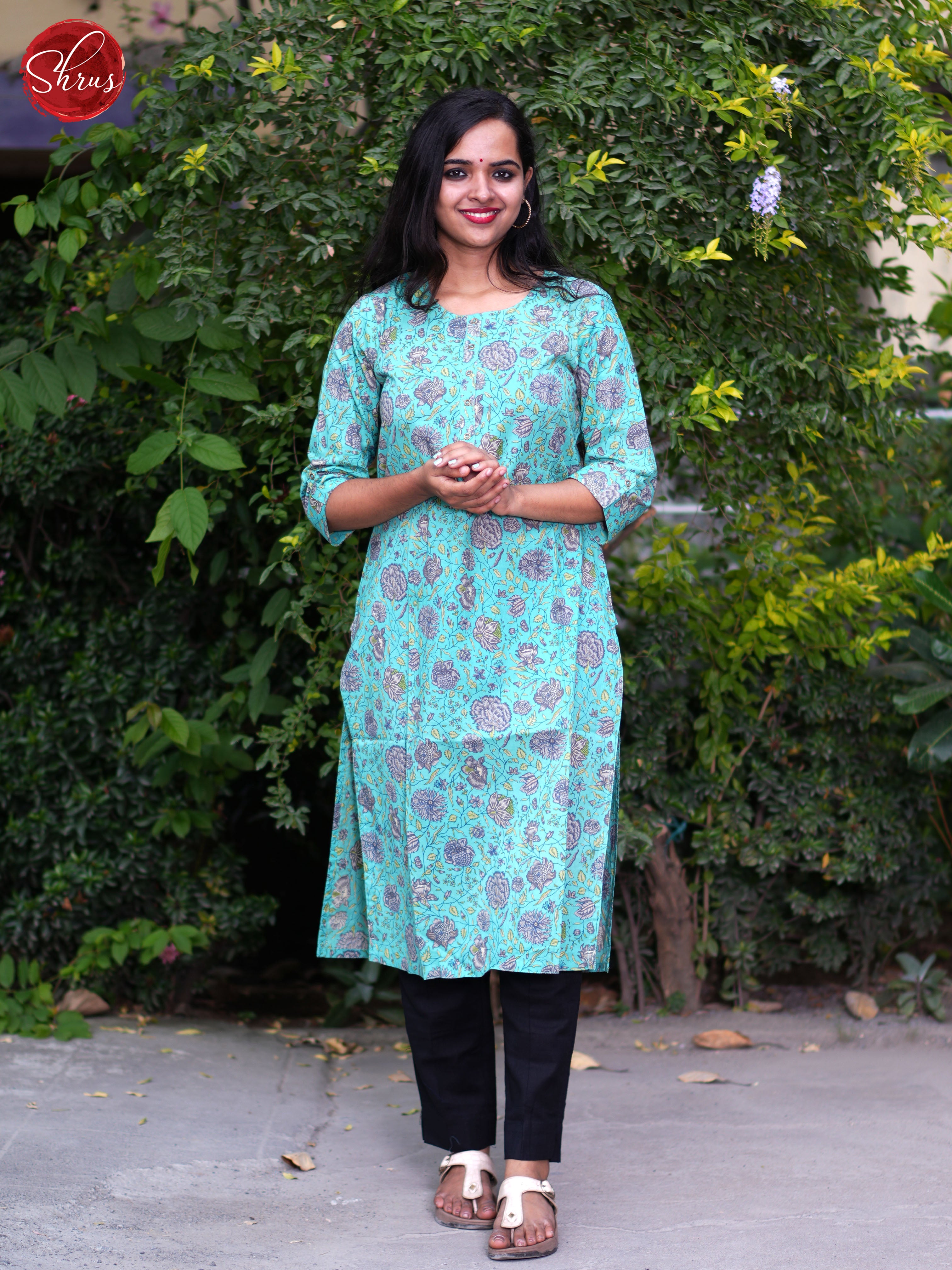 Blue -Casual Readymade Kurti - Shop on ShrusEternity.com