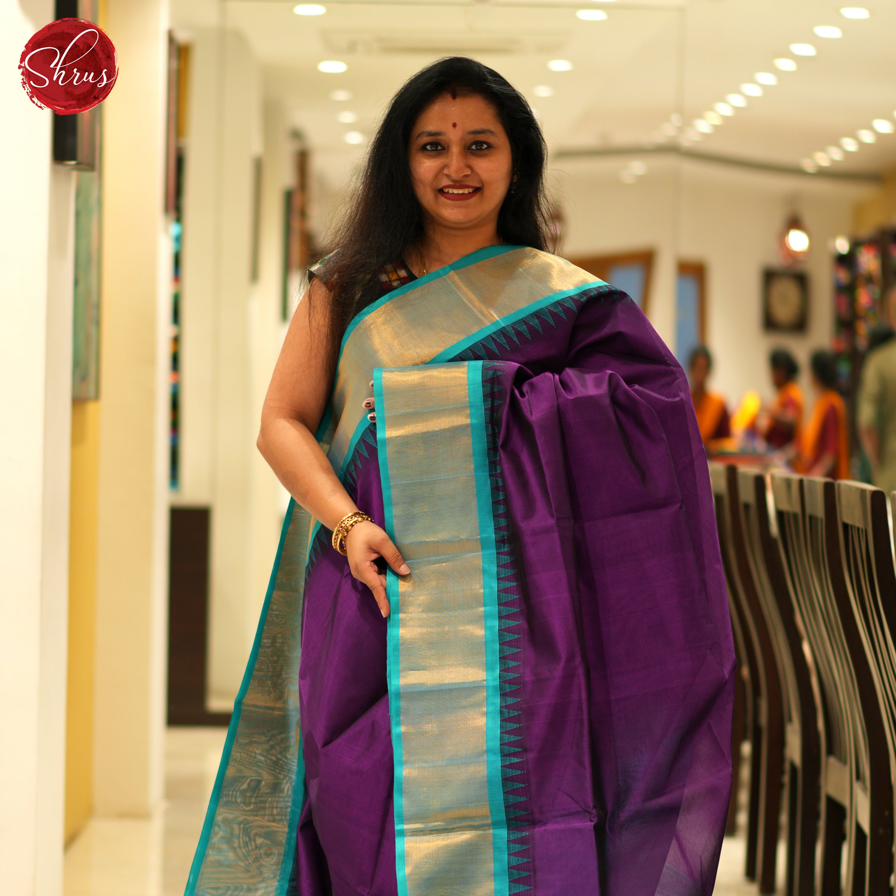 Vadamalli And Blue- Silk Cotton saree - Shop on ShrusEternity.com