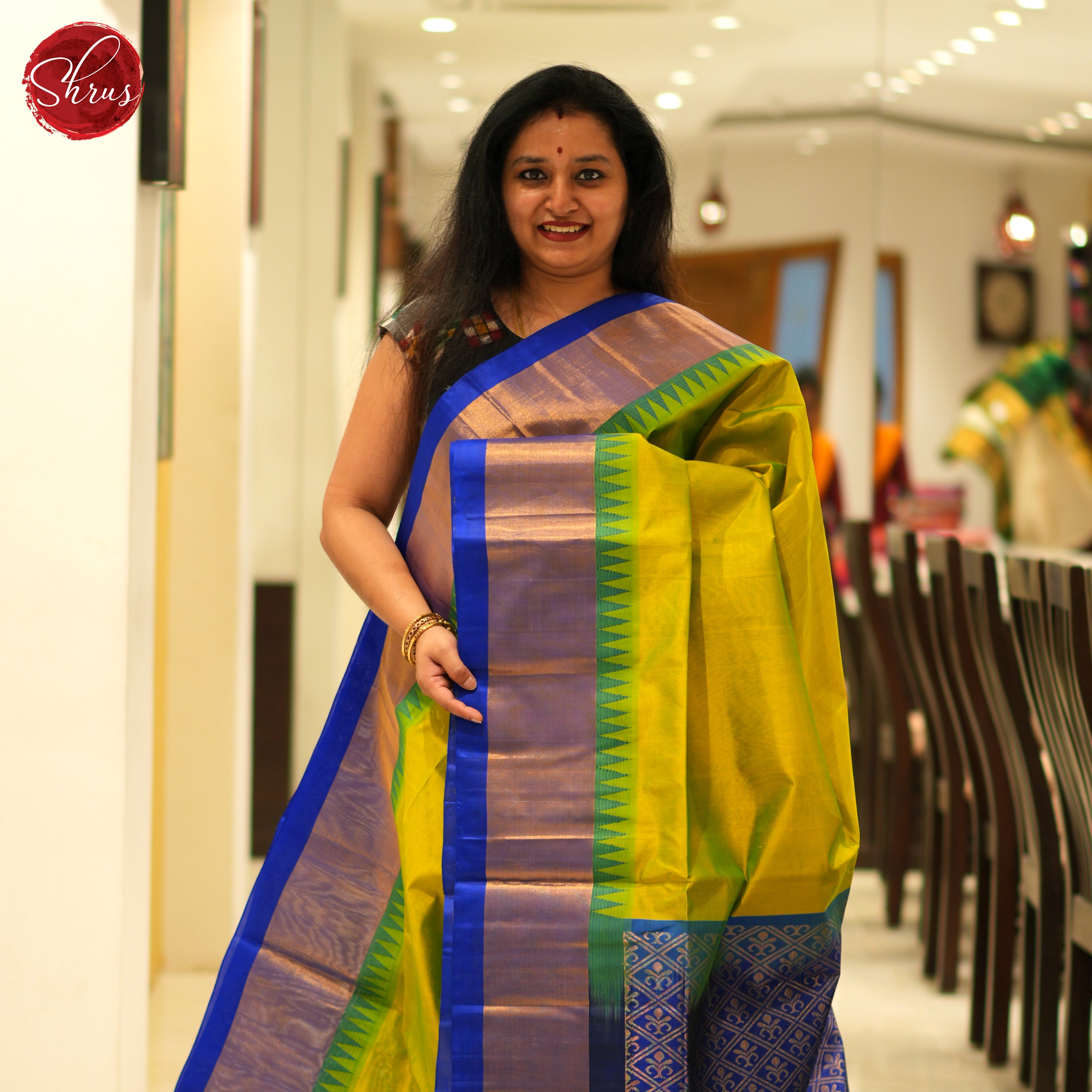 Green And Blue - Silk Cotton saree - Shop on ShrusEternity.com