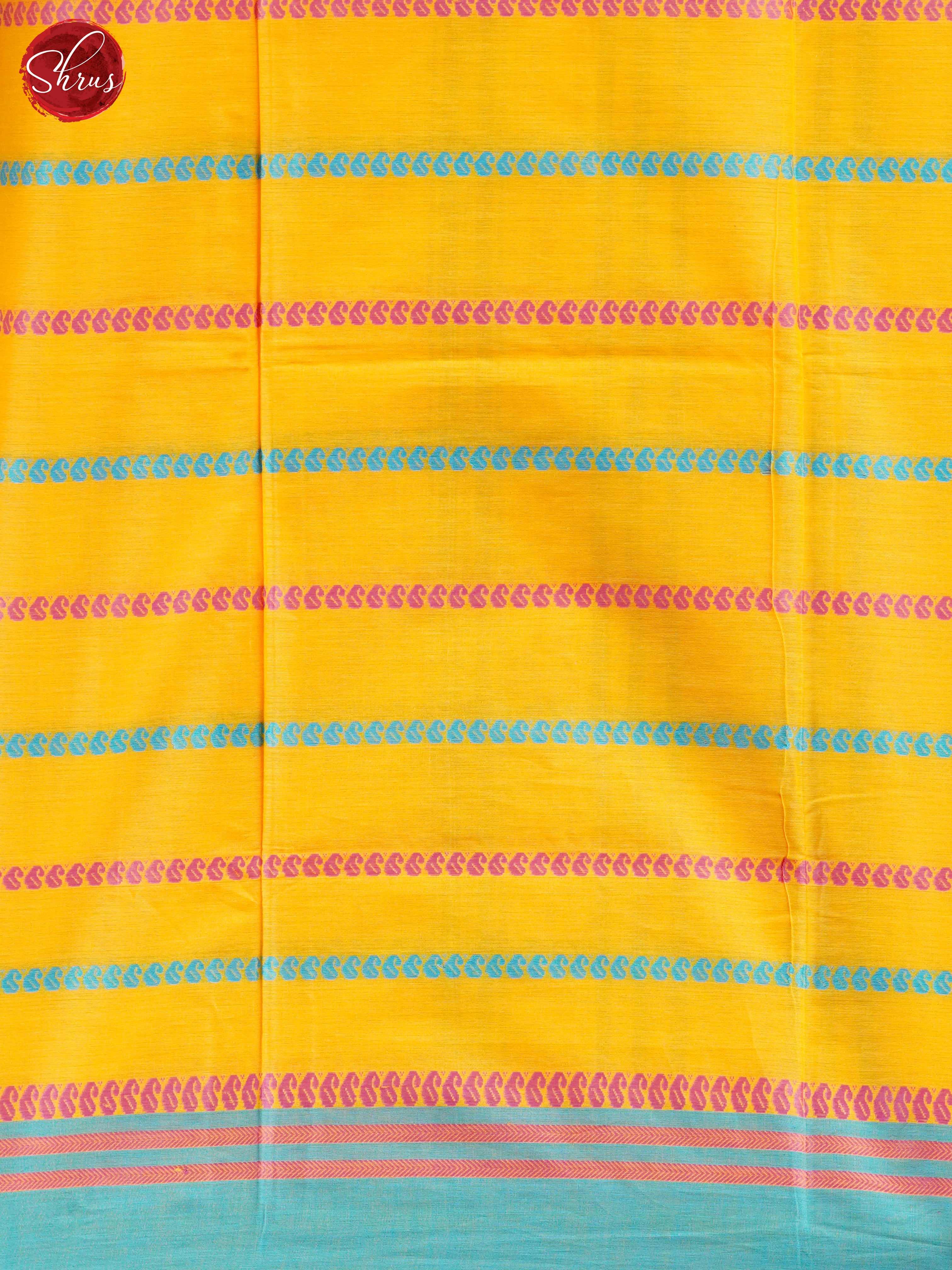 Yellow & Blue - Mercerized Cotton Saree - Shop on ShrusEternity.com