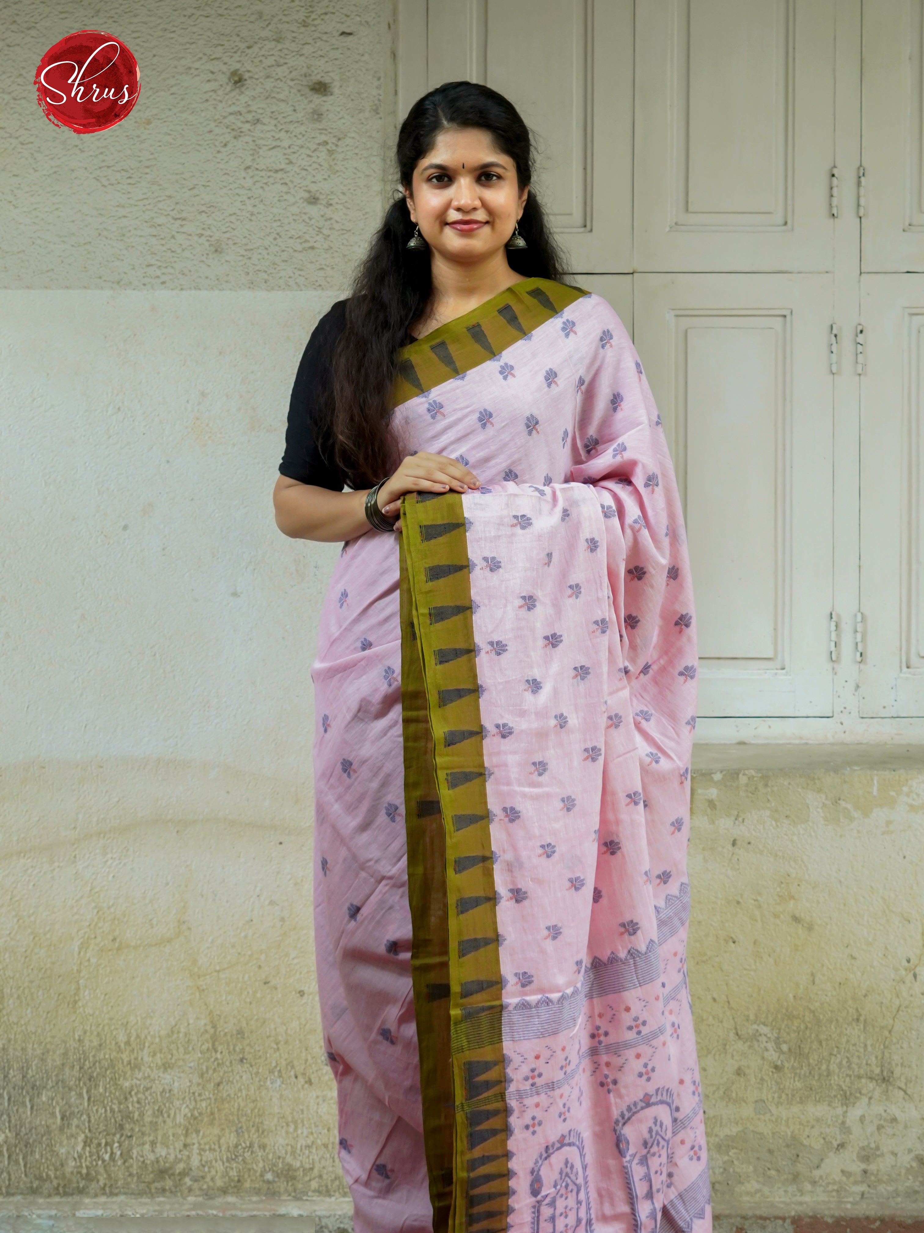 Pink & Green - Bengal cotton Saree - Shop on ShrusEternity.com