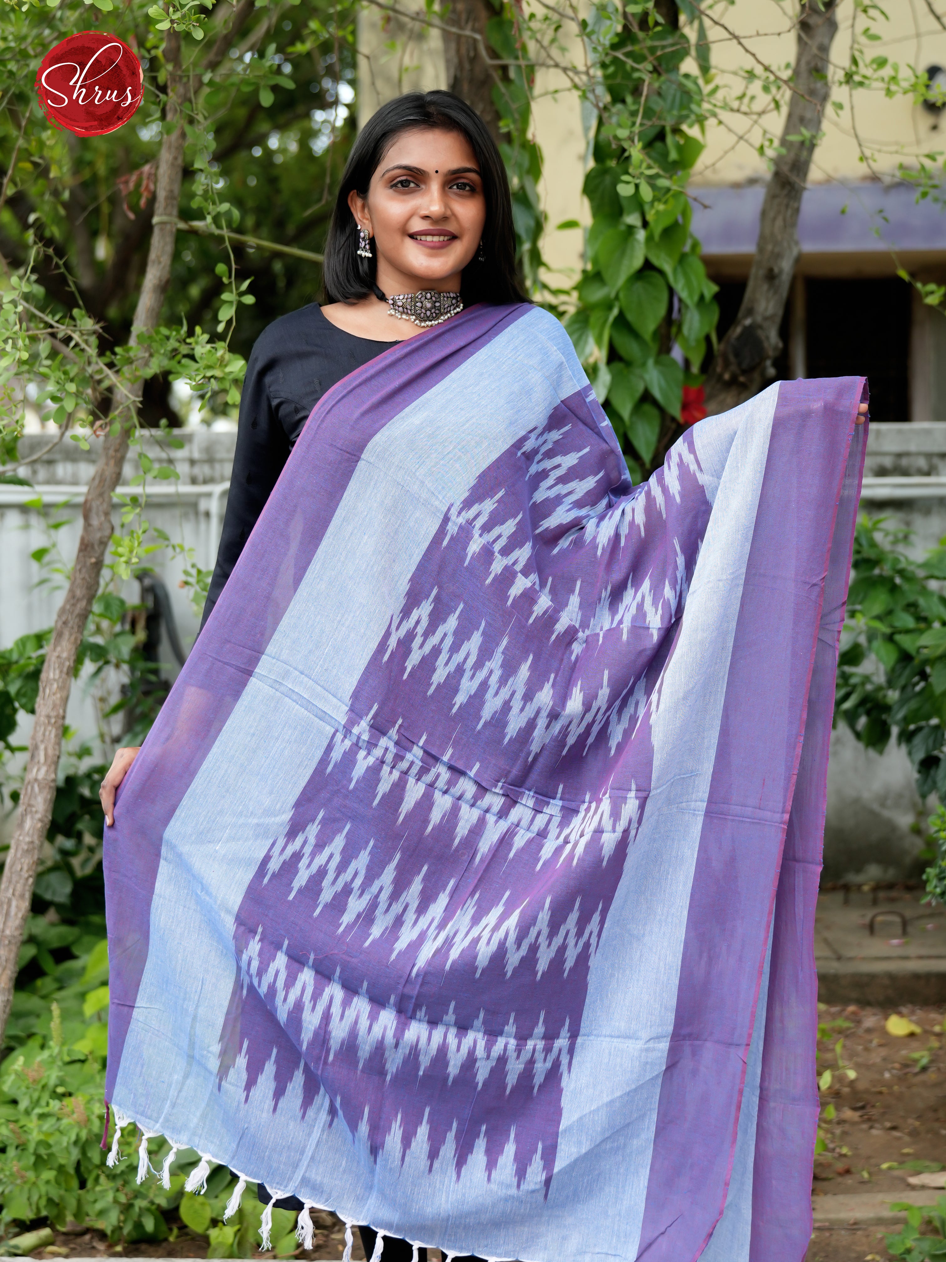 Purple- Ikkat Dupatta - Shop on ShrusEternity.com