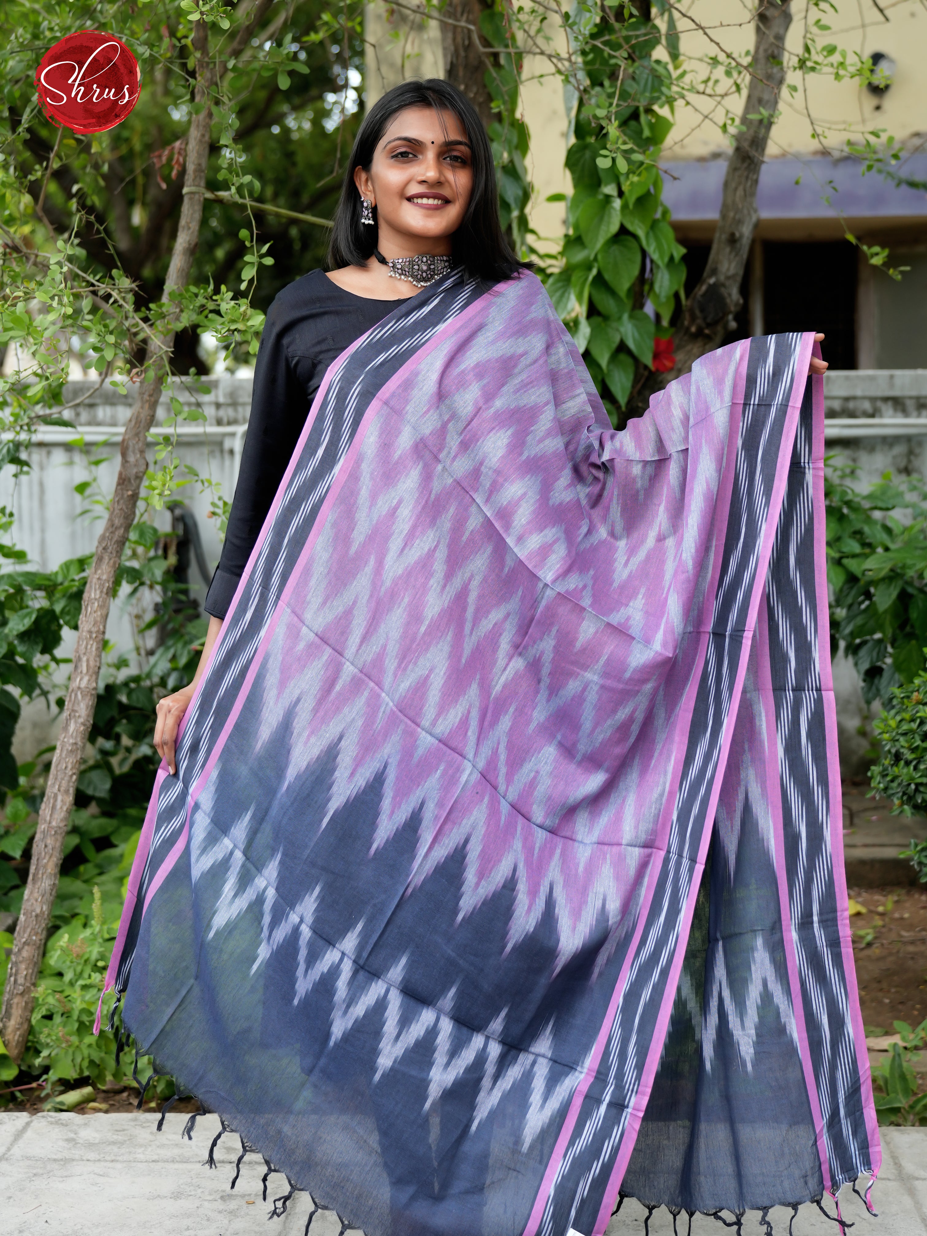 Pink & Grey - Ikkat Dupatta - Shop on ShrusEternity.com