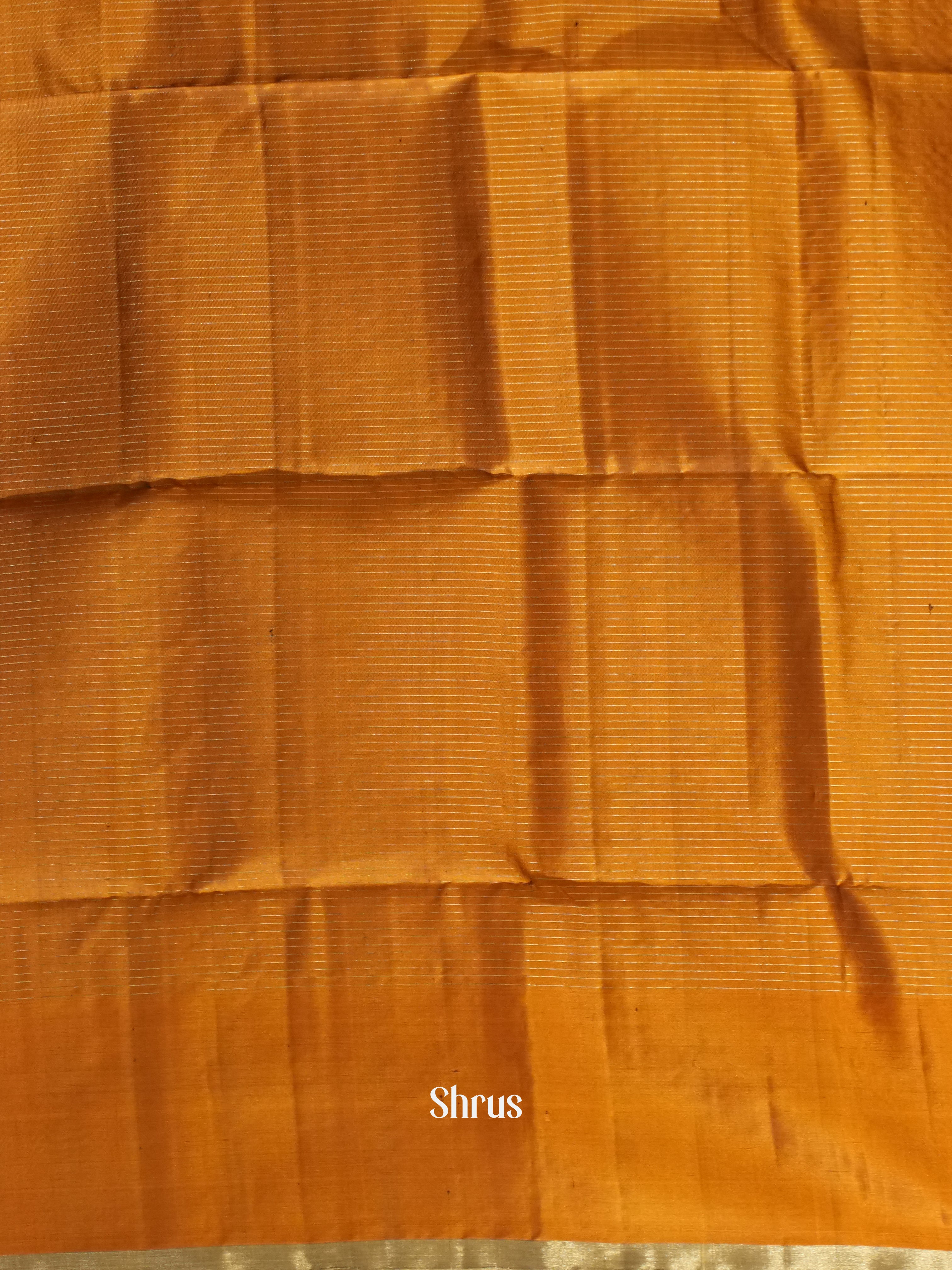 Dusty Brown & Orange - Soft Silk Saree