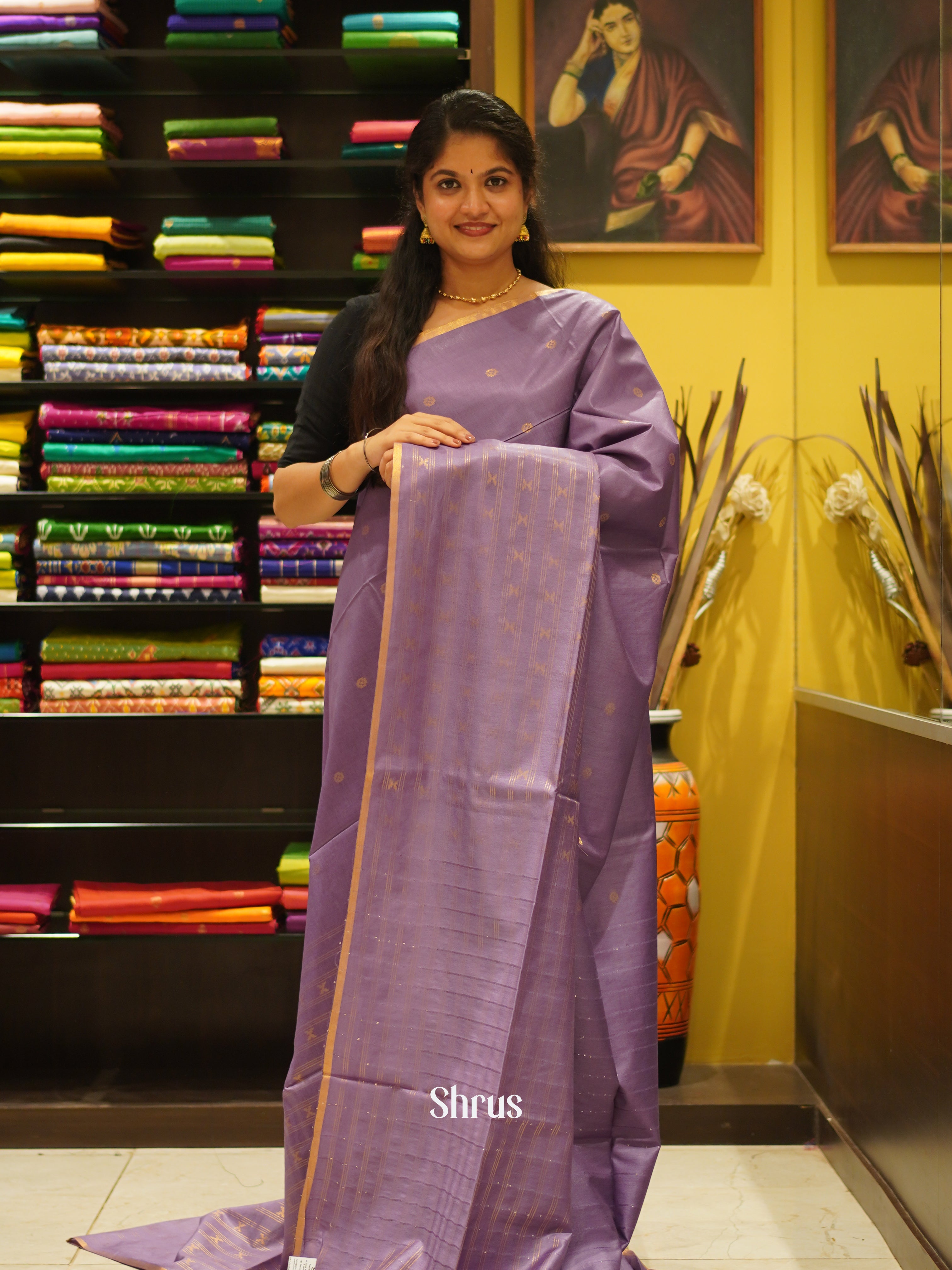 Purple(Single Tone)- Semi Tussar Saree - Shop on ShrusEternity.com