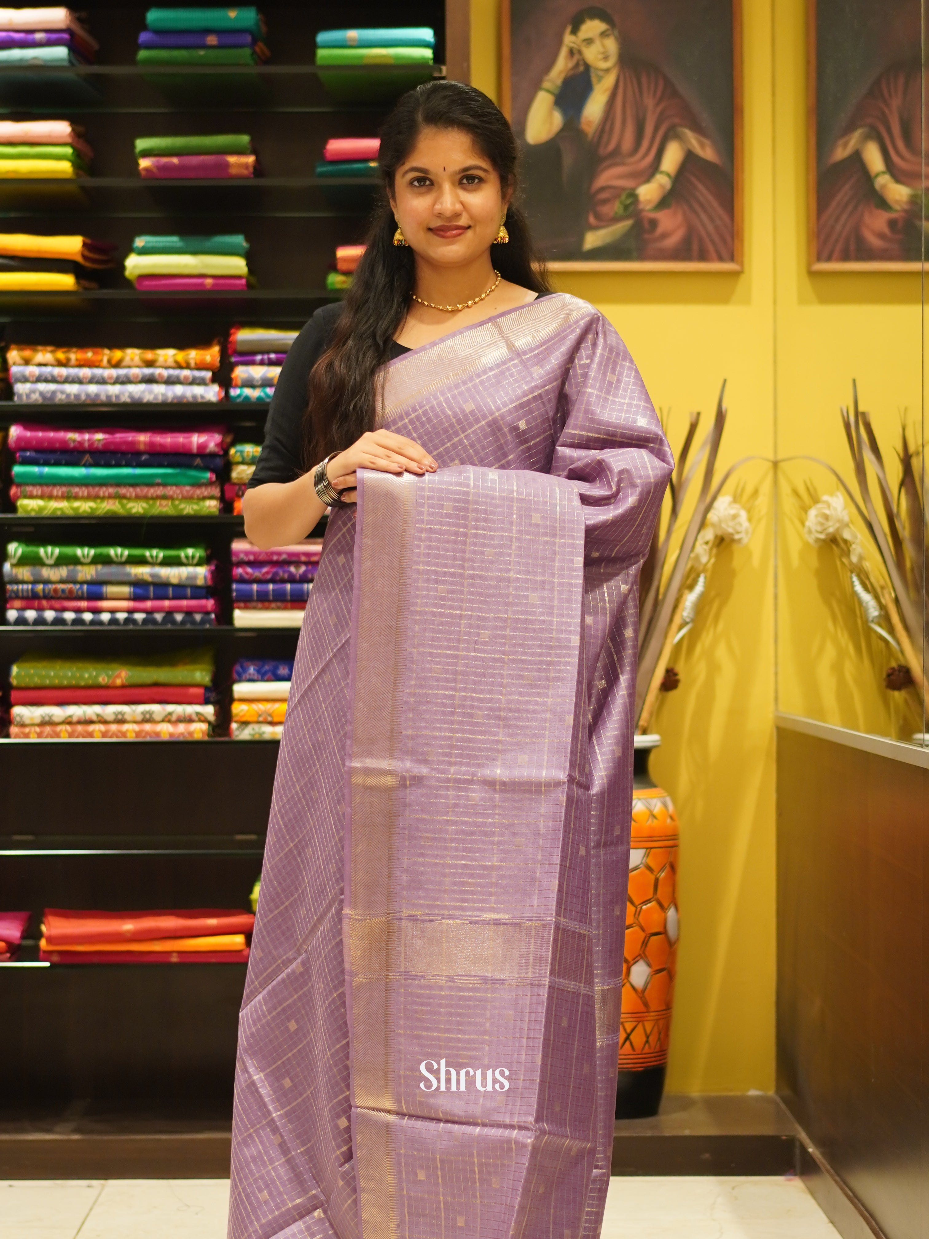 Lavender (Single Tone) -  Semi Tussar Saree - Shop on ShrusEternity.com