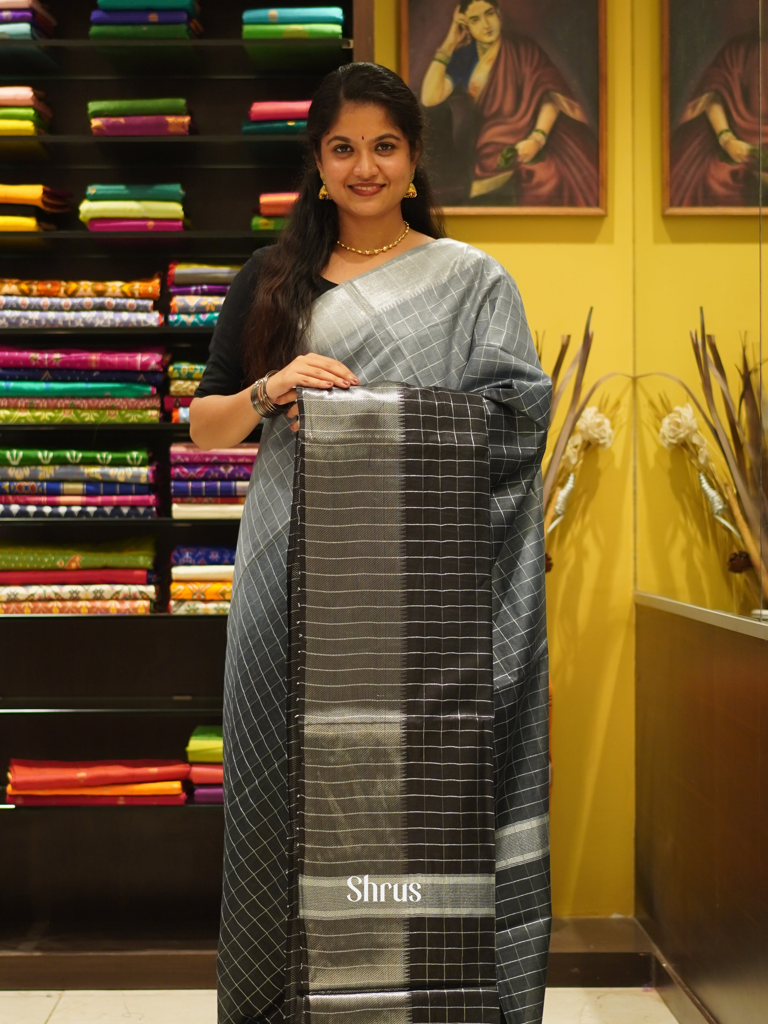 Grey(Single Tone)mi Tussar Saree - Shop on ShrusEternity.com