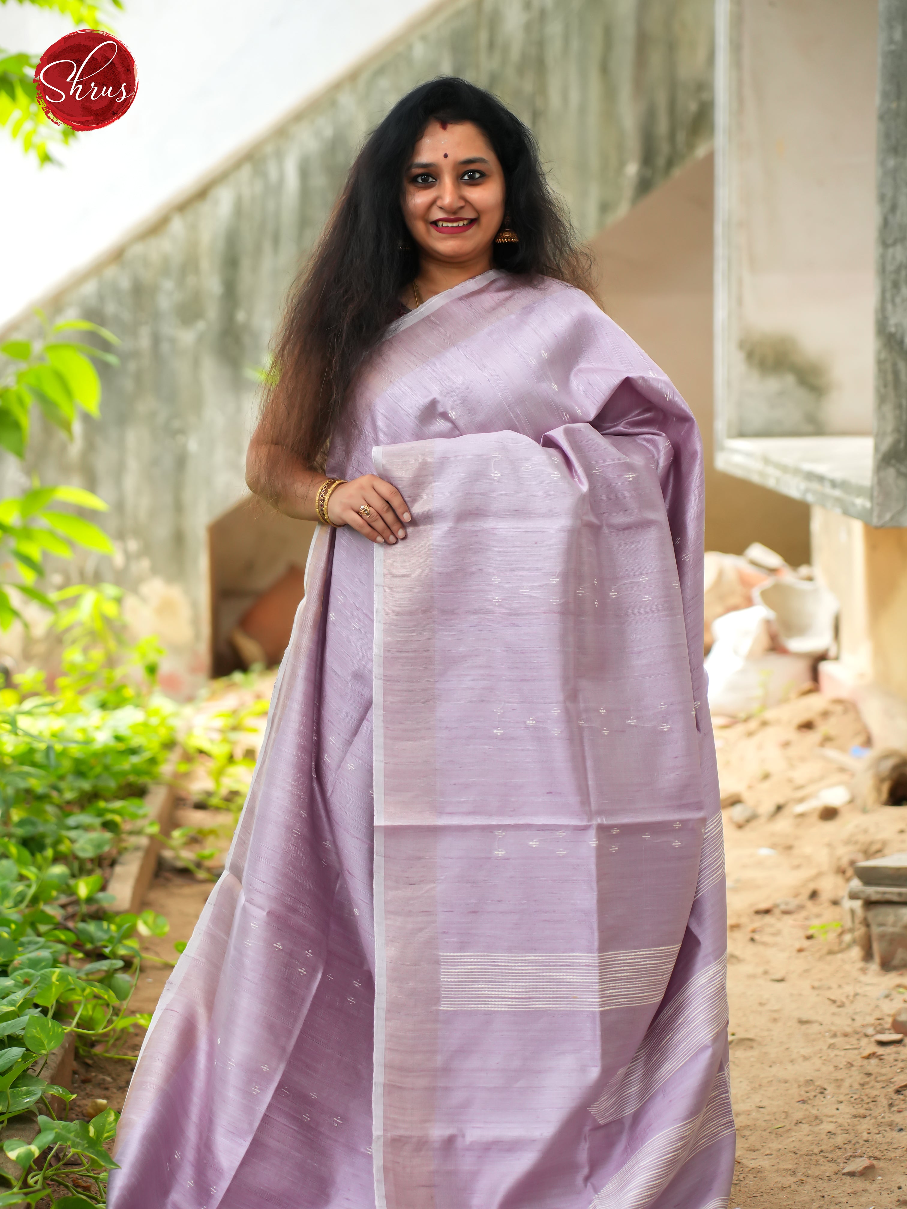 Lavender(Single Tone) - Tussar Saree - Shop on ShrusEternity.com