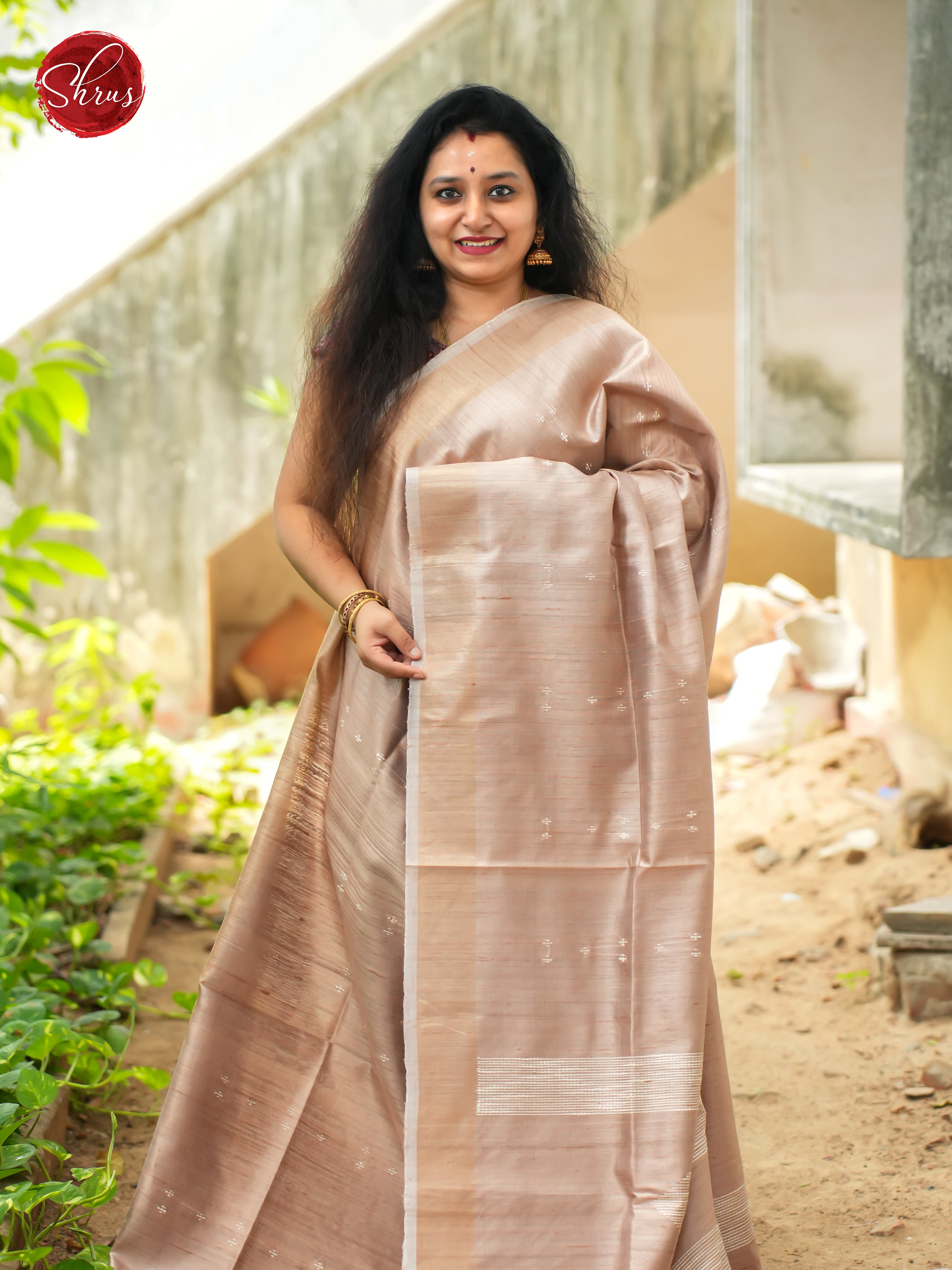 Dusty Pink(Single Tone) - Tussar Saree - Shop on ShrusEternity.com