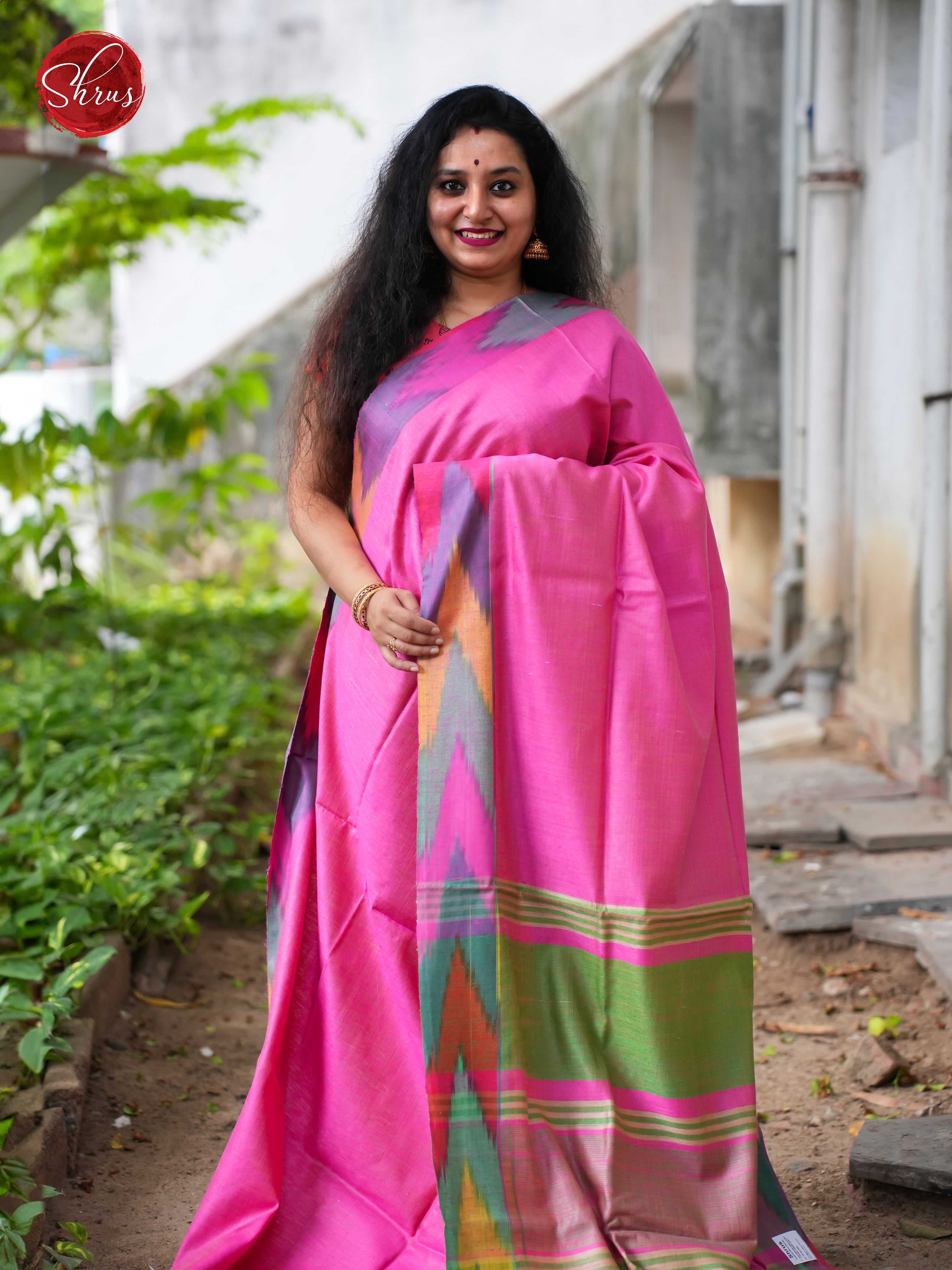 Pink & Green - Tussar Saree - Shop on ShrusEternity.com