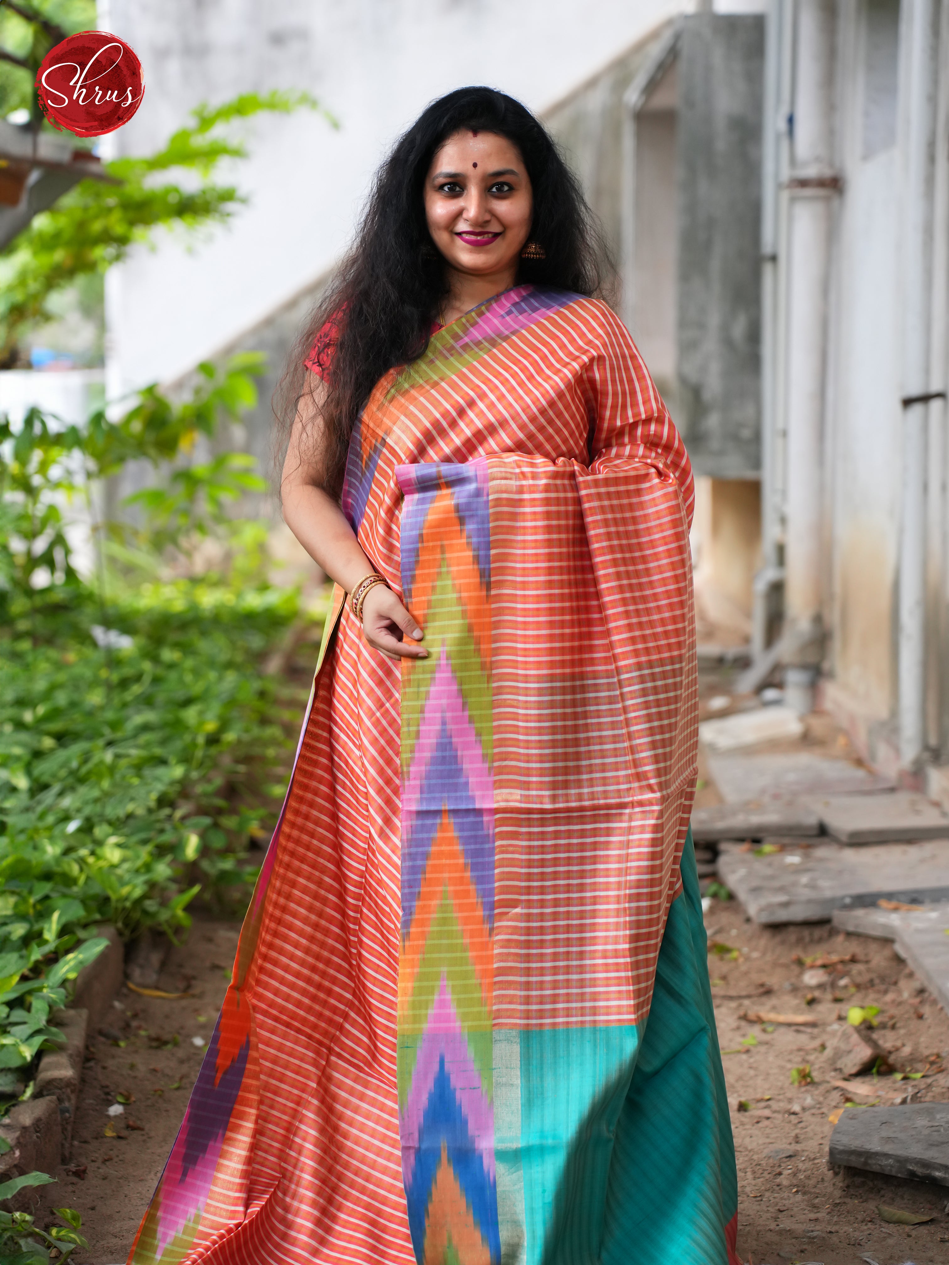 Peach & Green - Tussar Saree - Shop on ShrusEternity.com