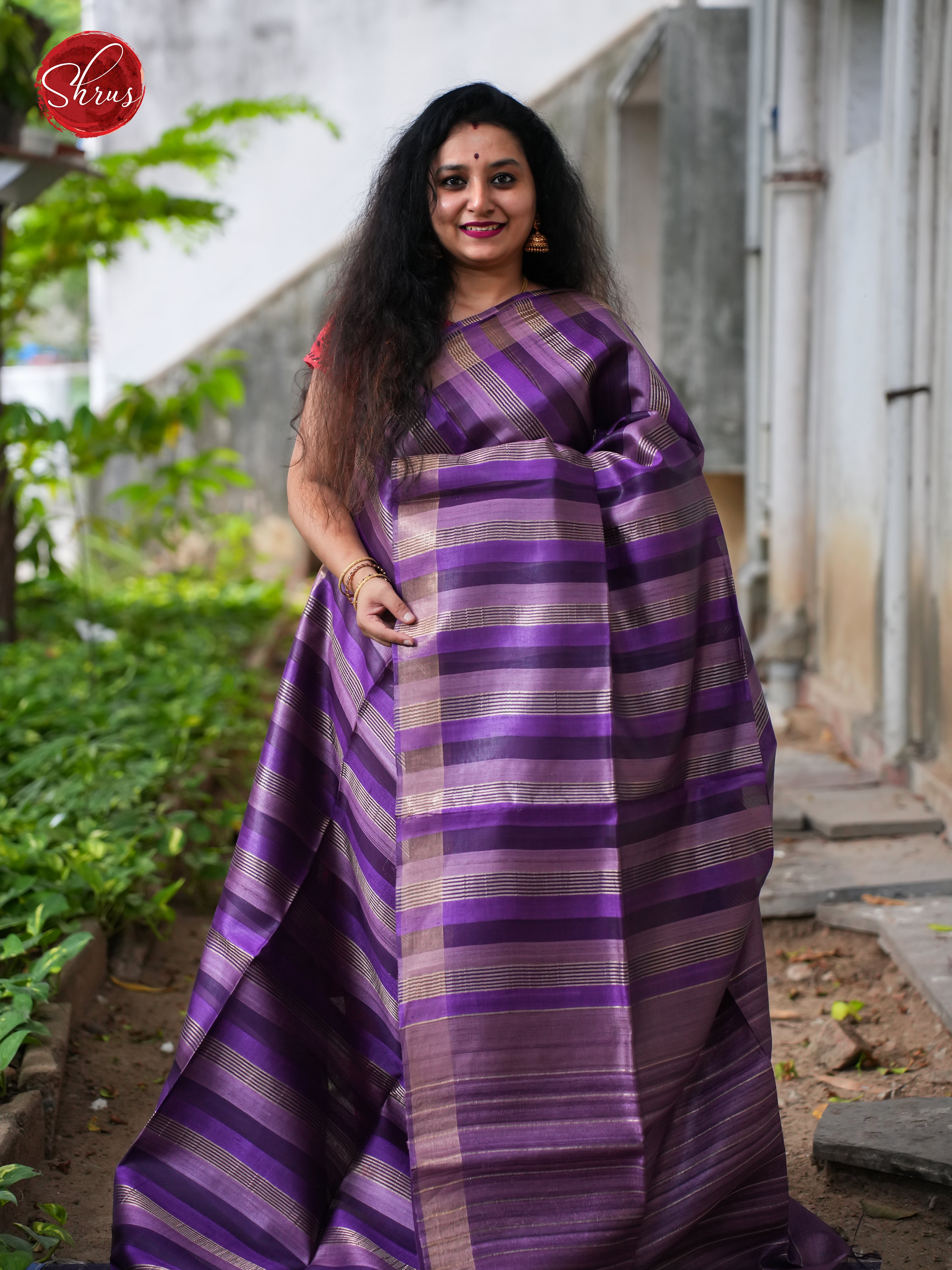 Purple - Tussar Saree - Shop on ShrusEternity.com