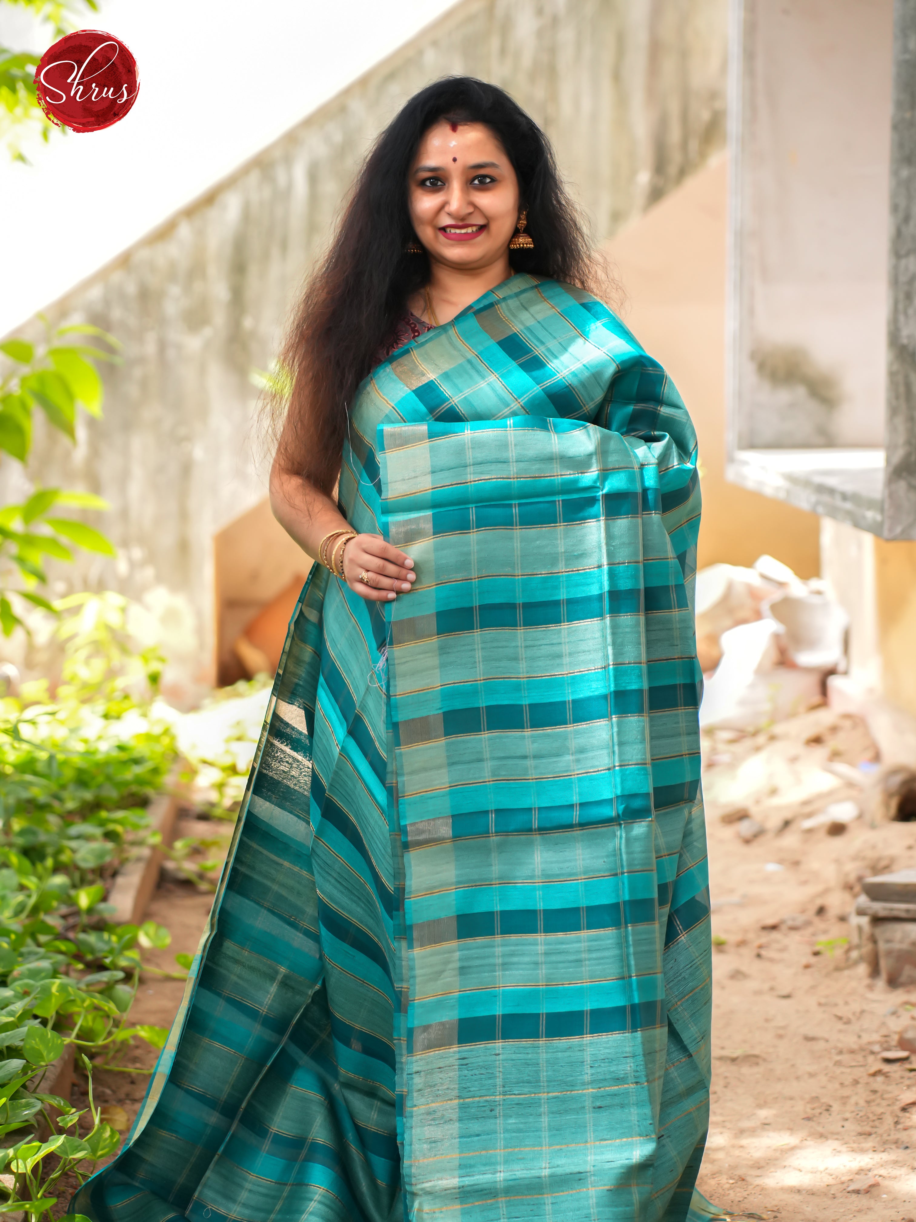 Blue - Tussar Saree - Shop on ShrusEternity.com