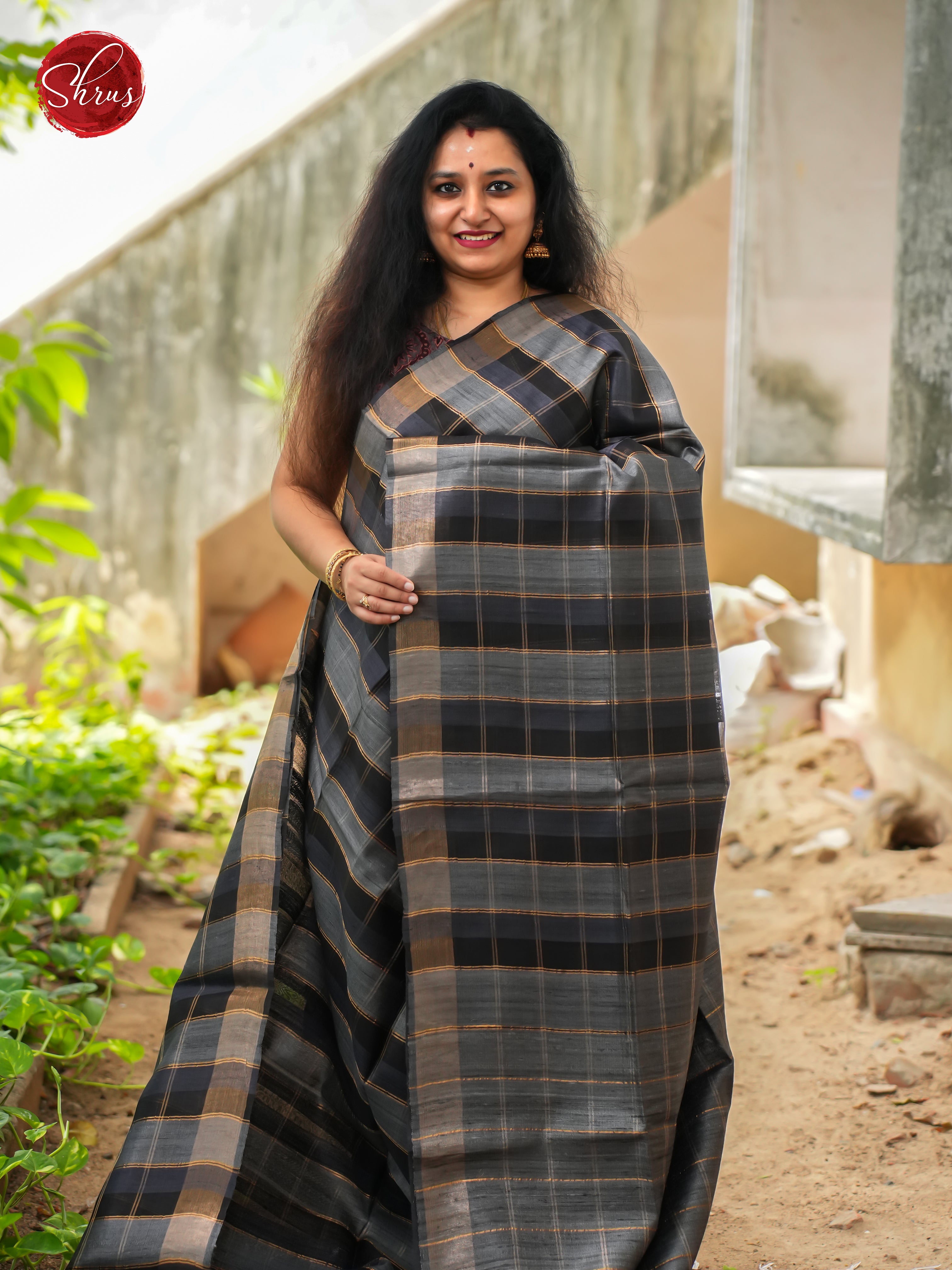 Black & Grey - Tussar Saree - Shop on ShrusEternity.com