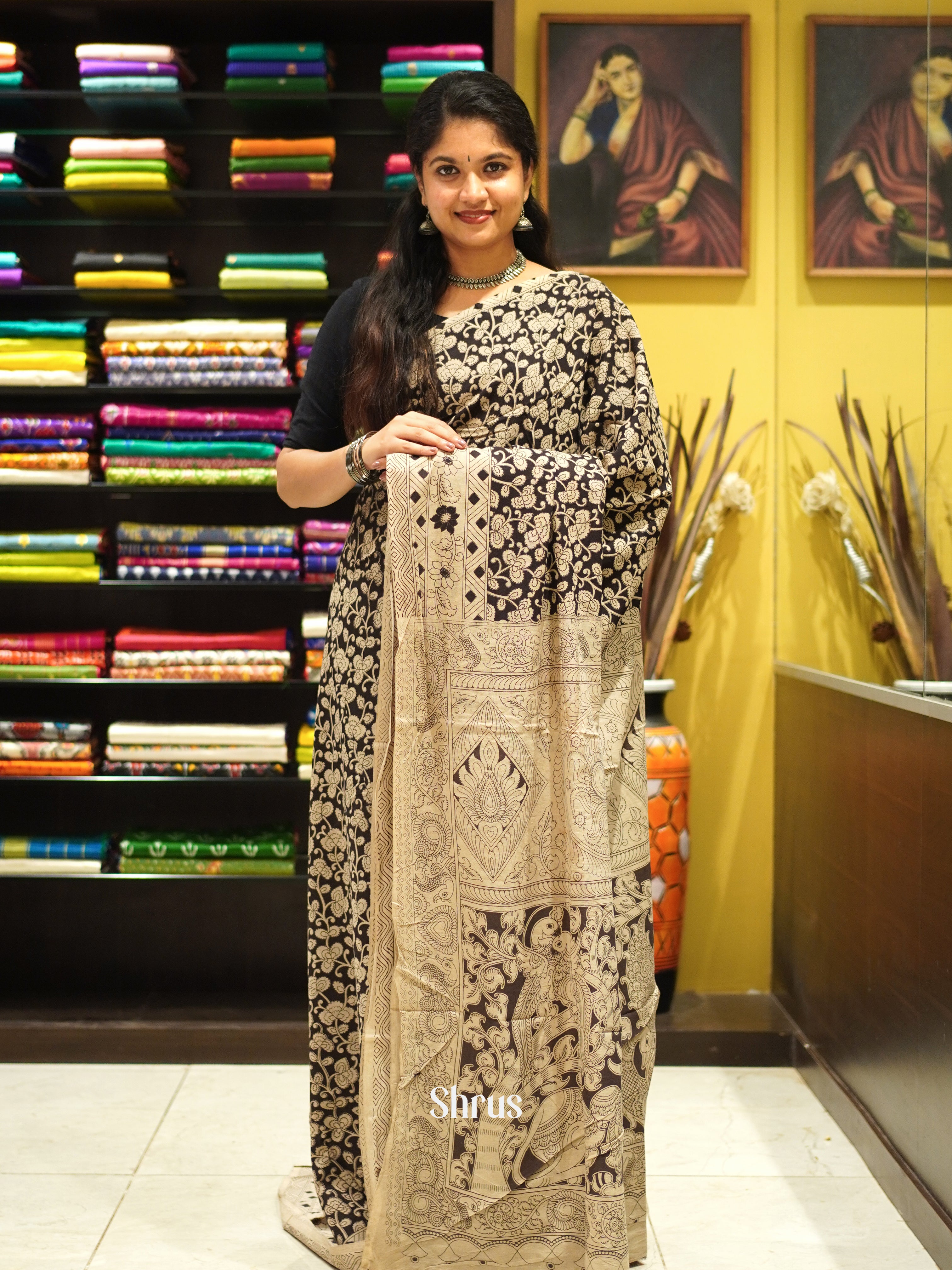 CES04098 - Kalamkari cotton Saree - Shop on ShrusEternity.com