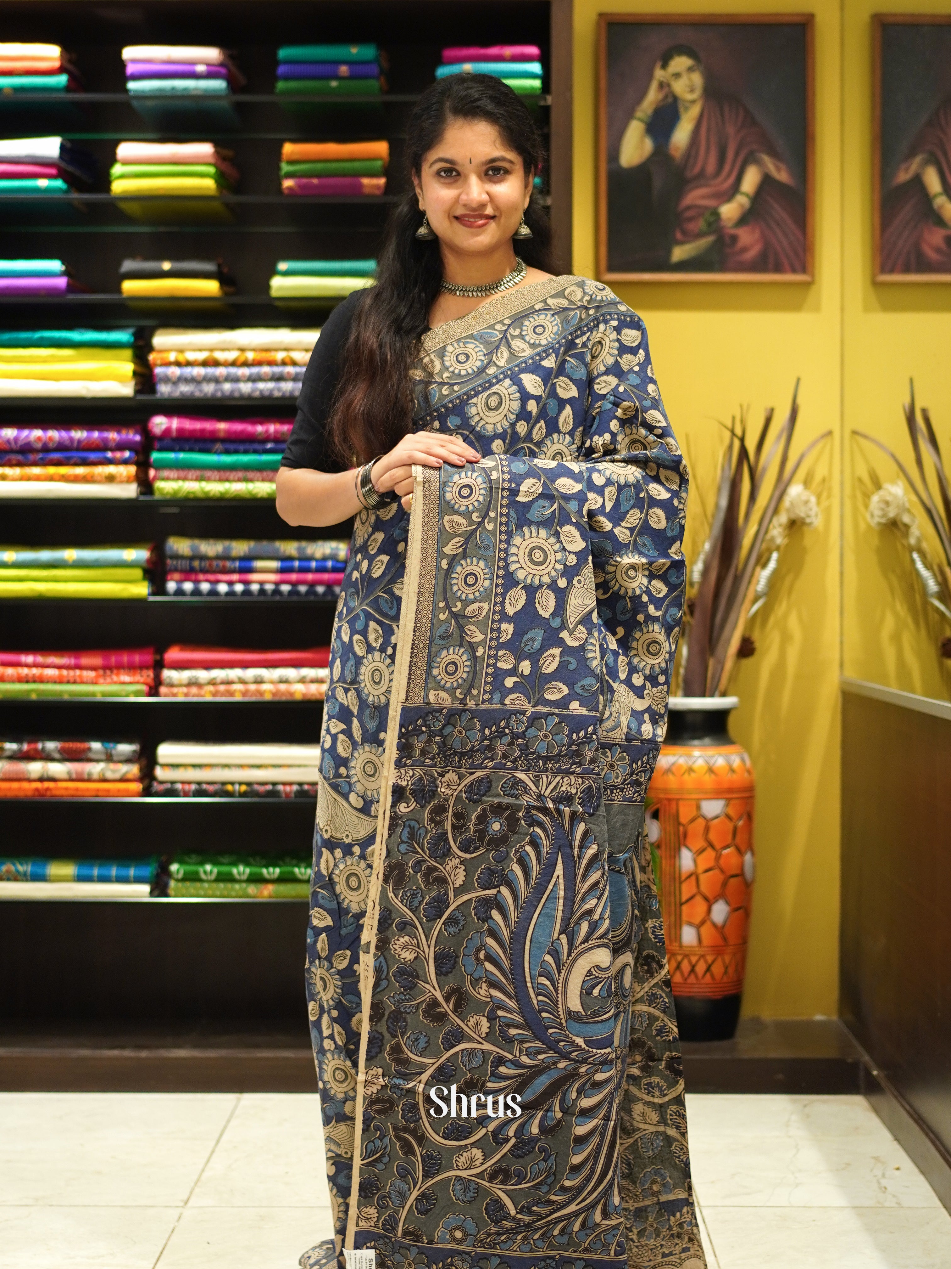 CES04113 - Kalamkari cotton Saree - Shop on ShrusEternity.com