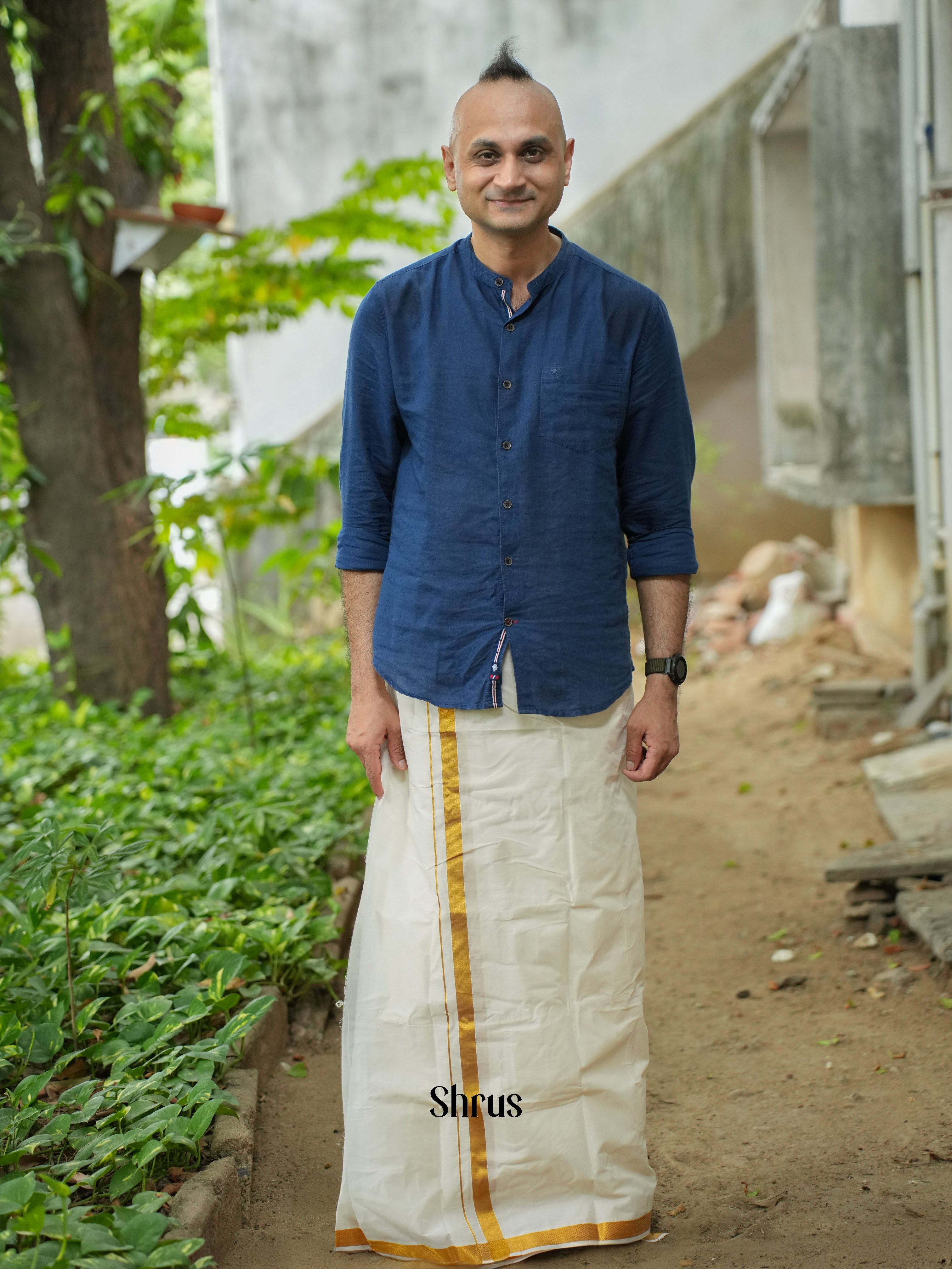 Cream  & Gold - Dhoti