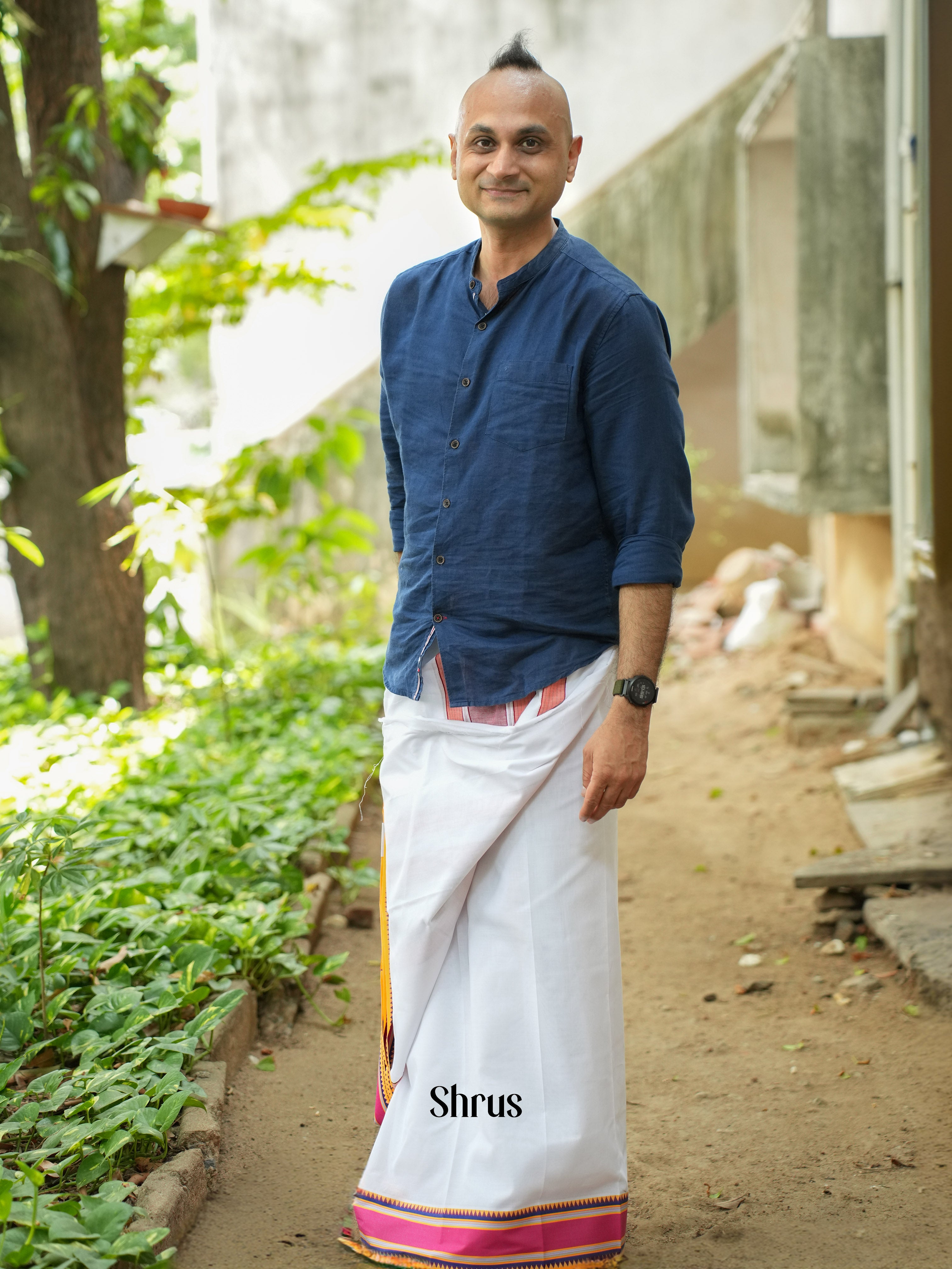 White  - Dhoti - Shop on ShrusEternity.com