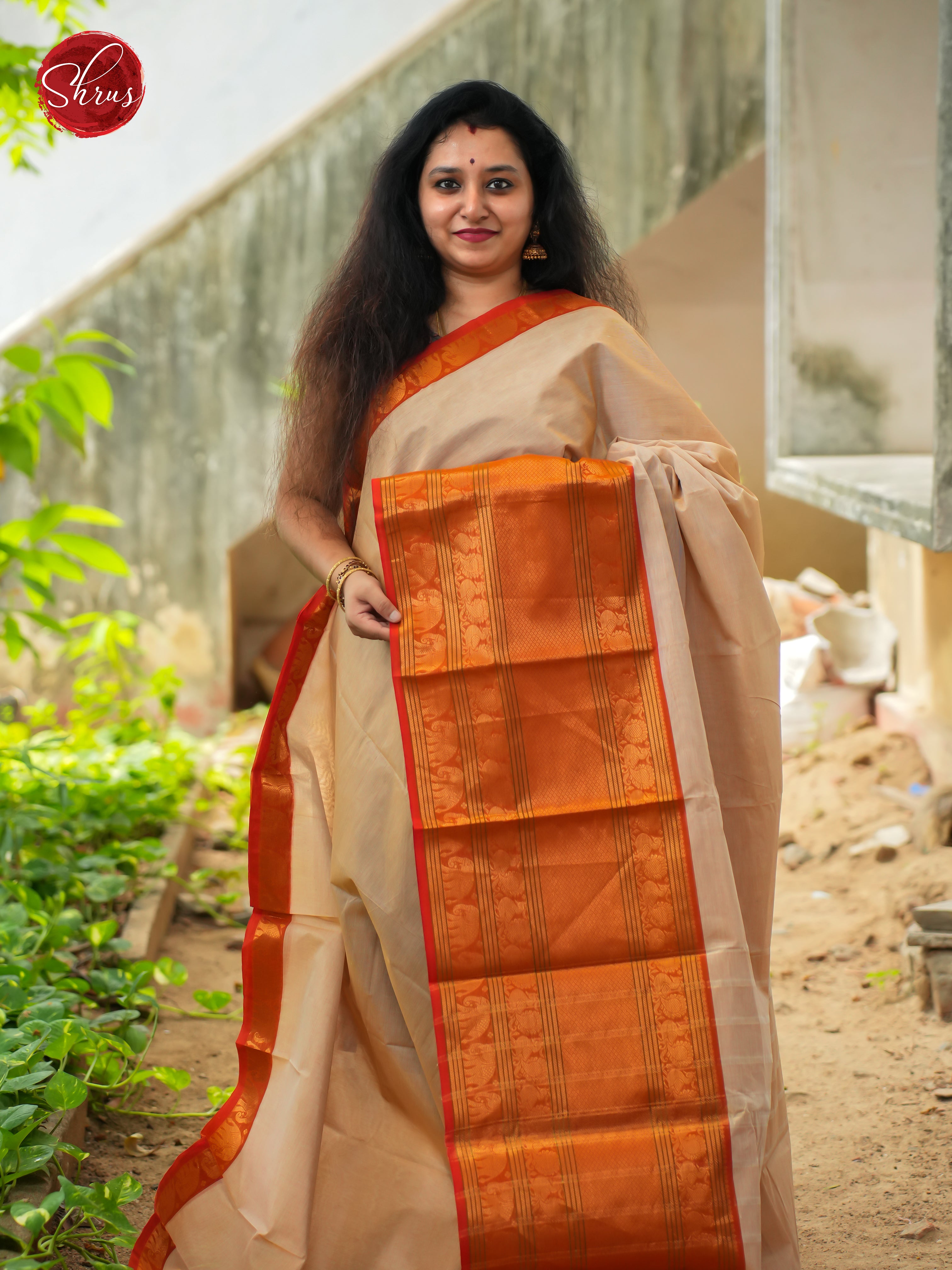 Grey & Red - Narayanpet Cotton Saree - Shop on ShrusEternity.com