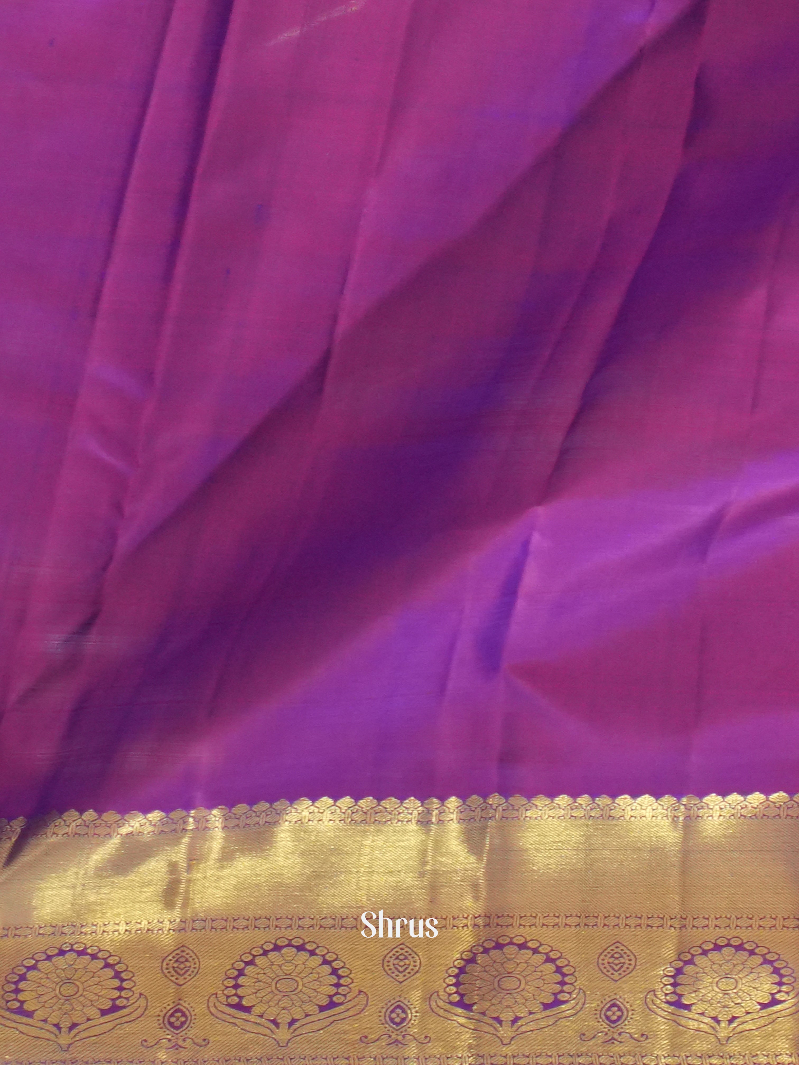 Blue & Purple  - Kanchipuram silk Saree - Shop on ShrusEternity.com