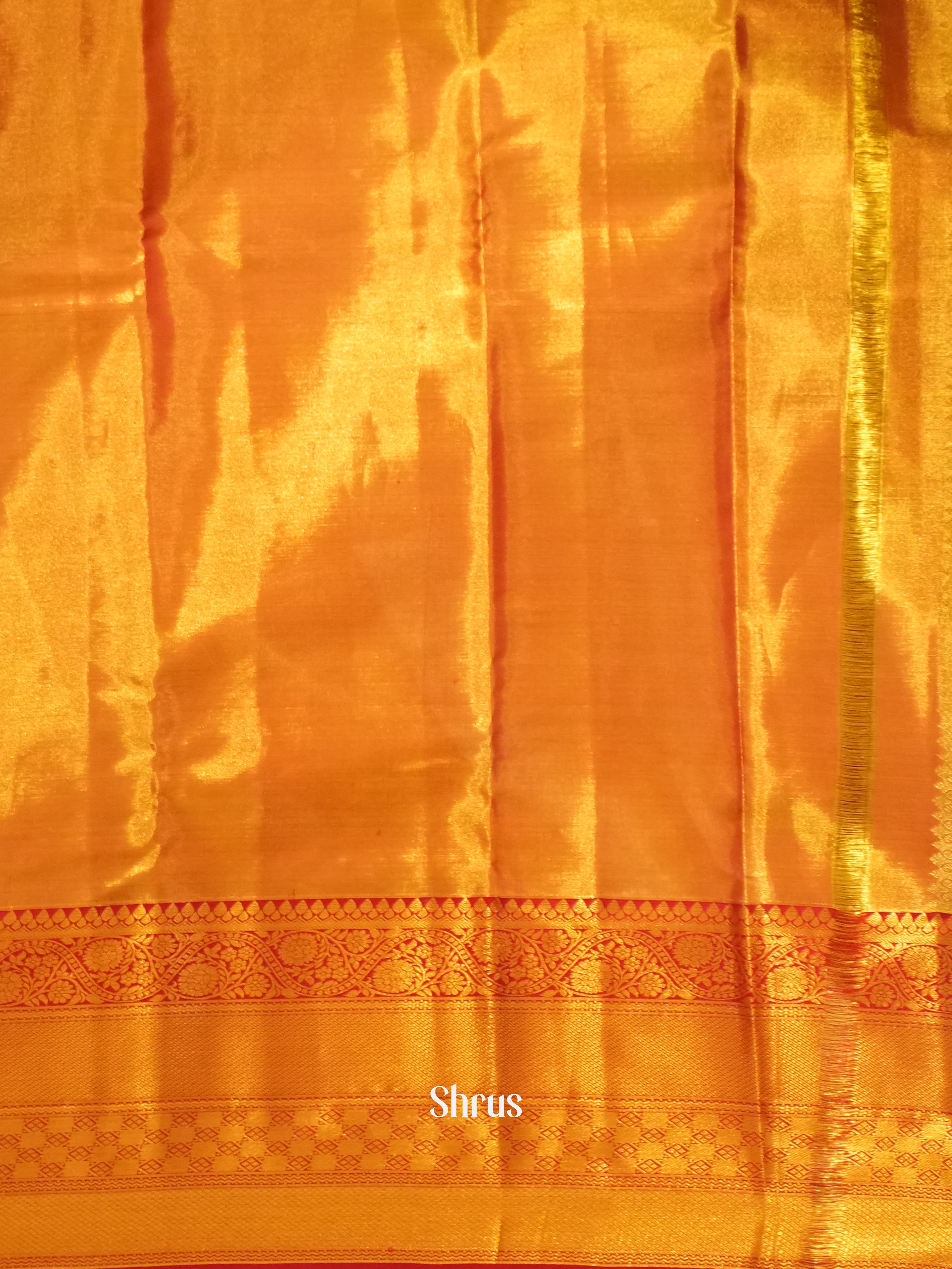 Cream & Red - Kanchipuram silk Saree - Shop on ShrusEternity.com