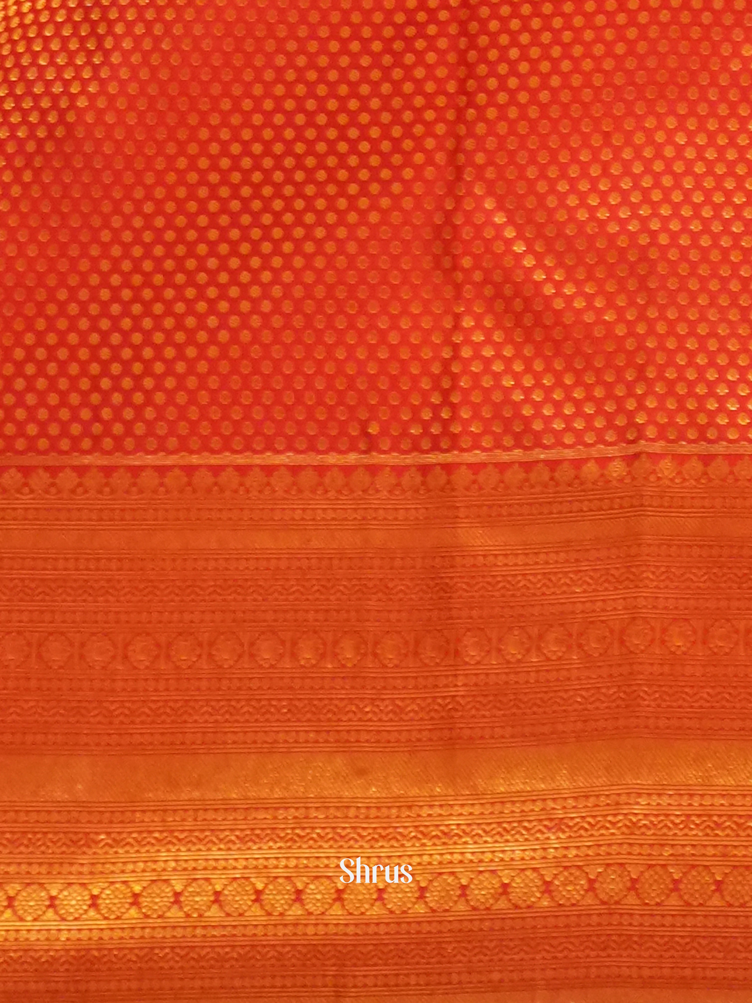 Cream & Orange - Kanchipuram silk Saree - Shop on ShrusEternity.com