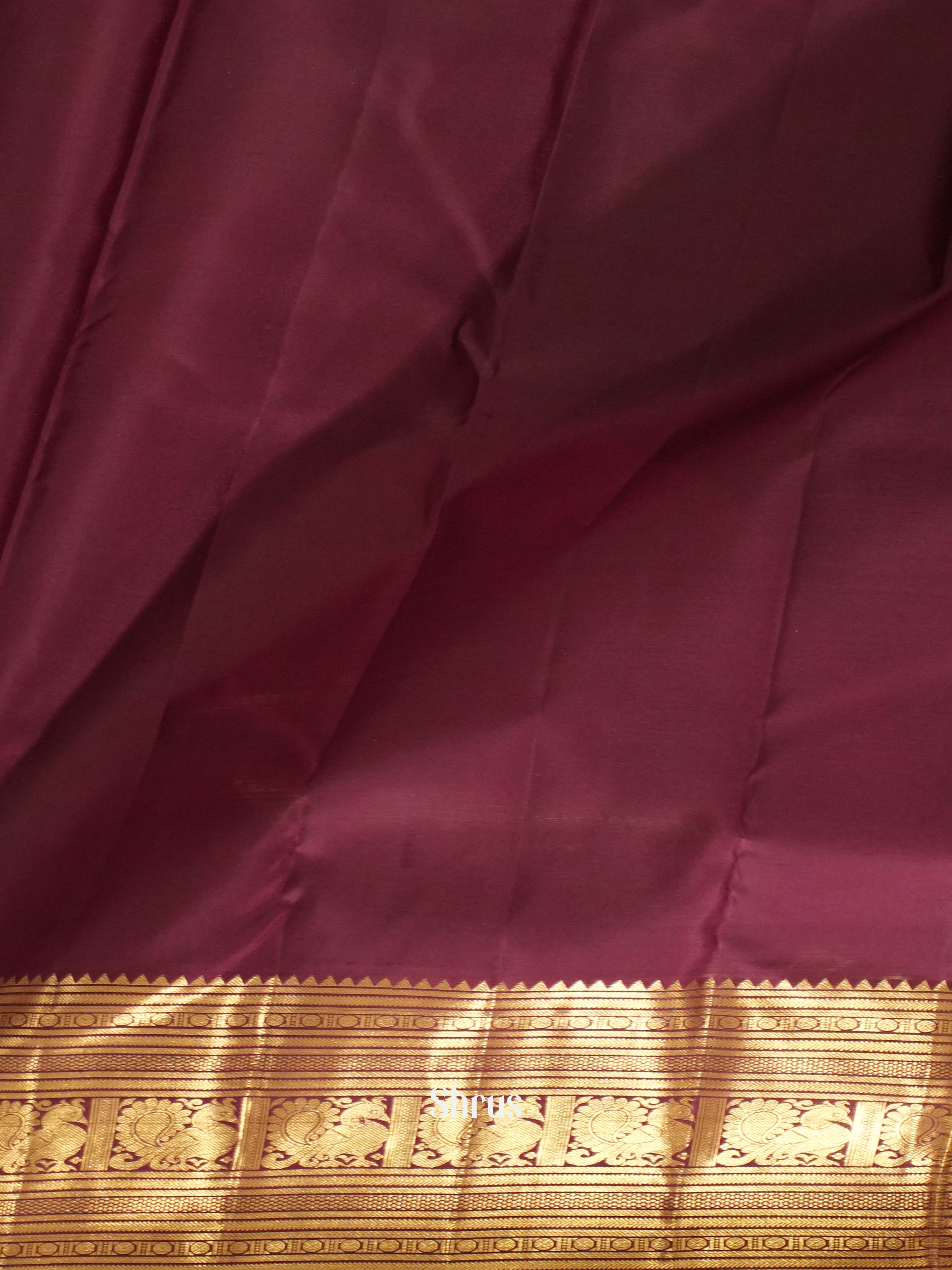 Wine(Single Tone) - Kanchipuram silk Saree - Shop on ShrusEternity.com